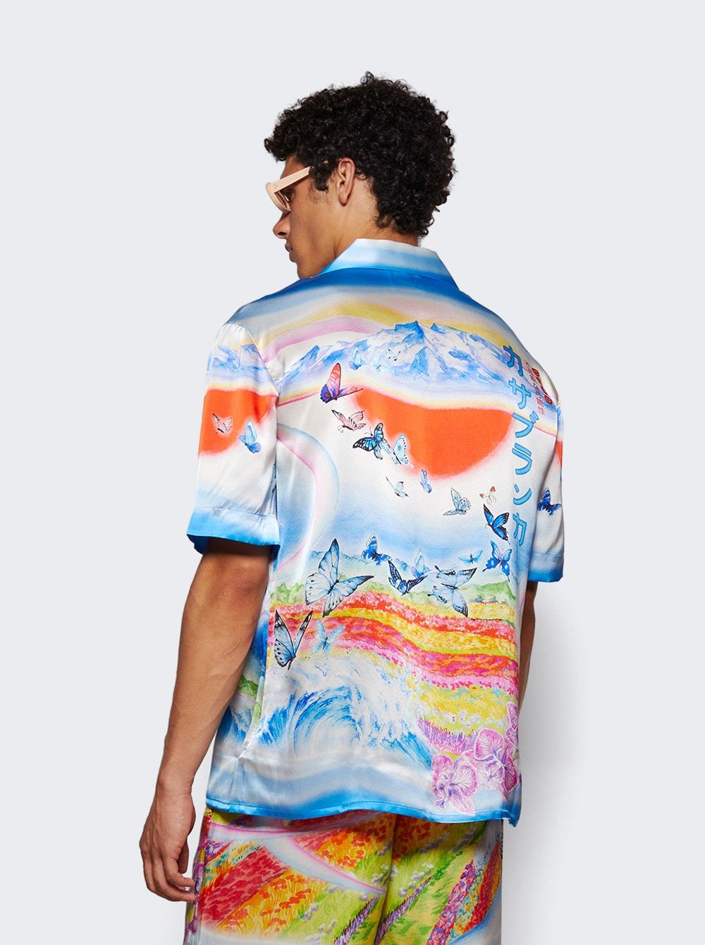 Cuban Collar Short Sleeve Shirt Butterfly Mountain - 4