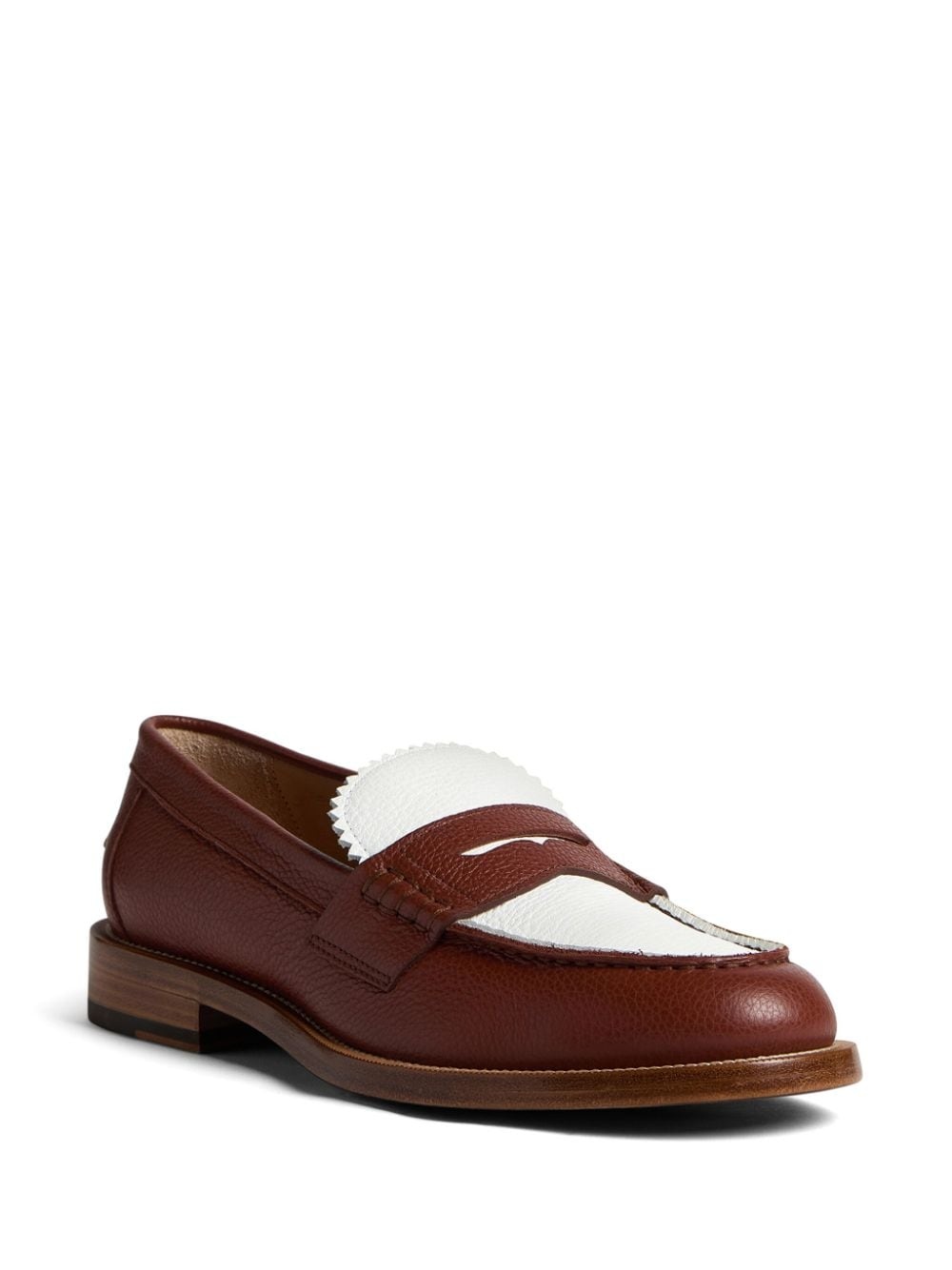 colour-block leather loafers - 2