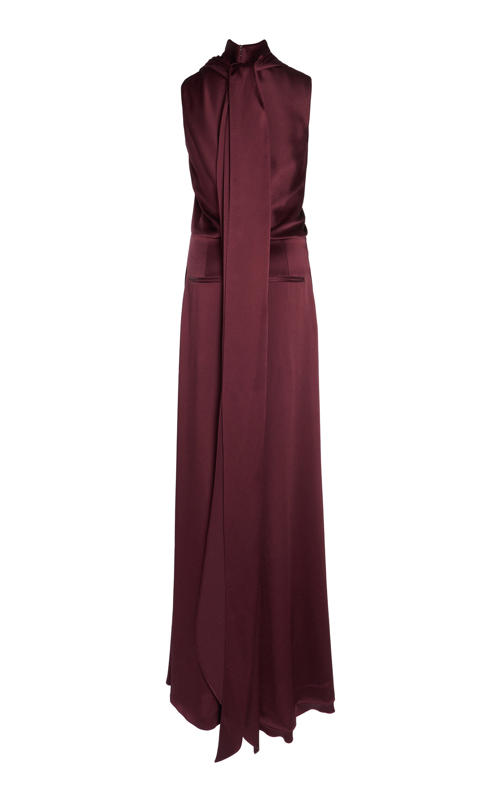 Knotted Satin Jumpsuit burgundy - 3