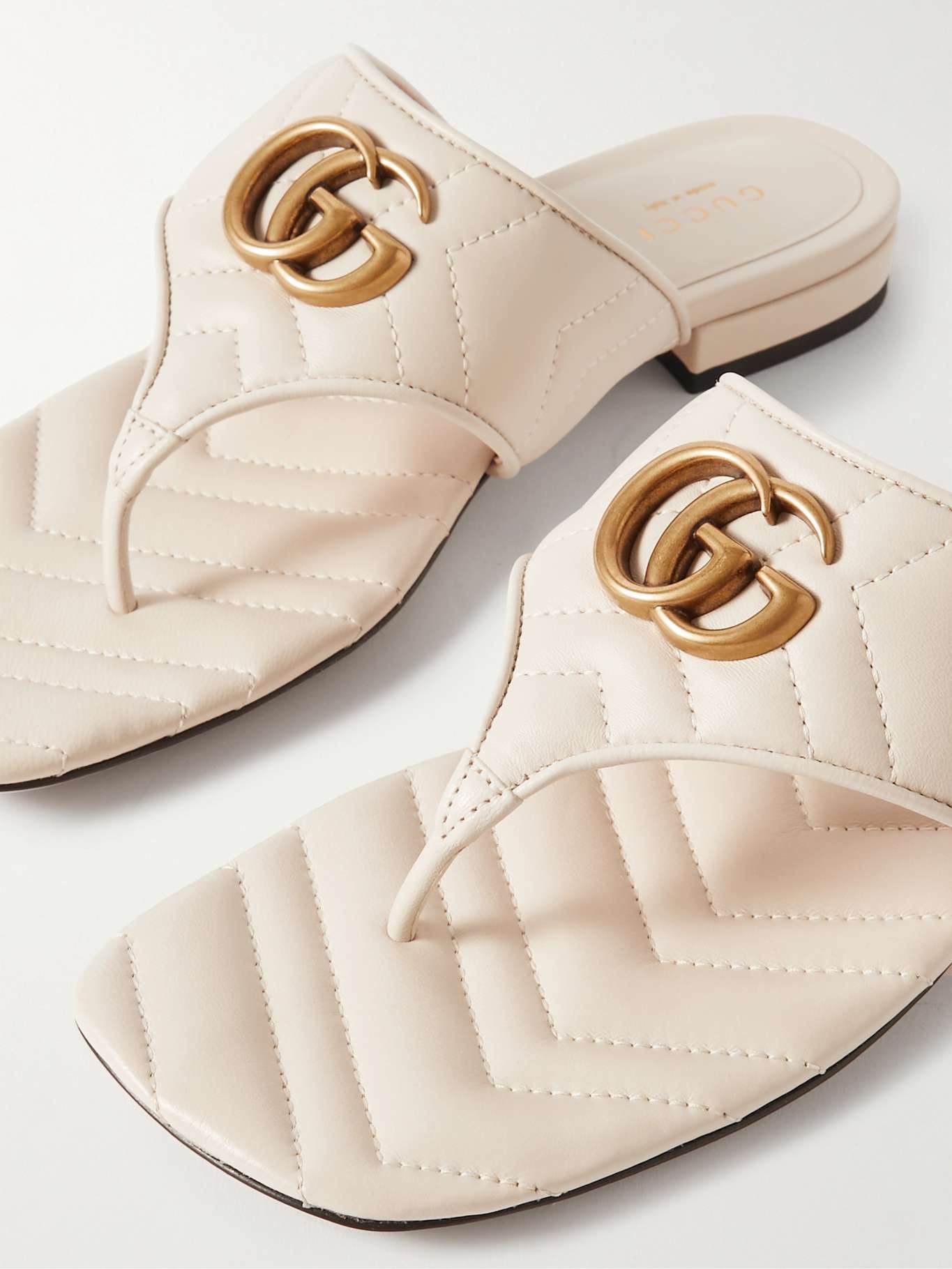 GUCCI Marmont logo-embellished matelassé leather sandals