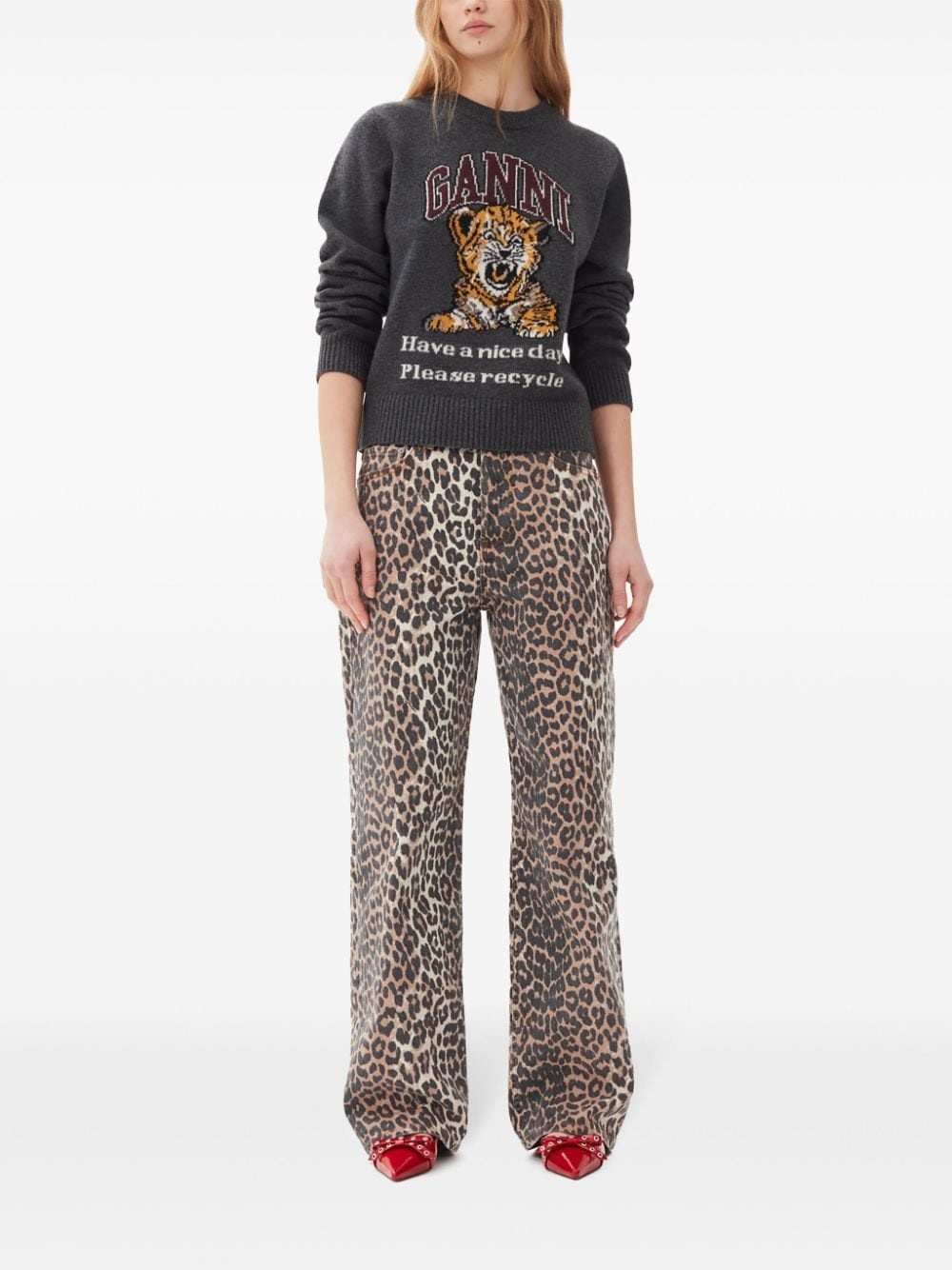 intarsia-knit tiger jumper - 2