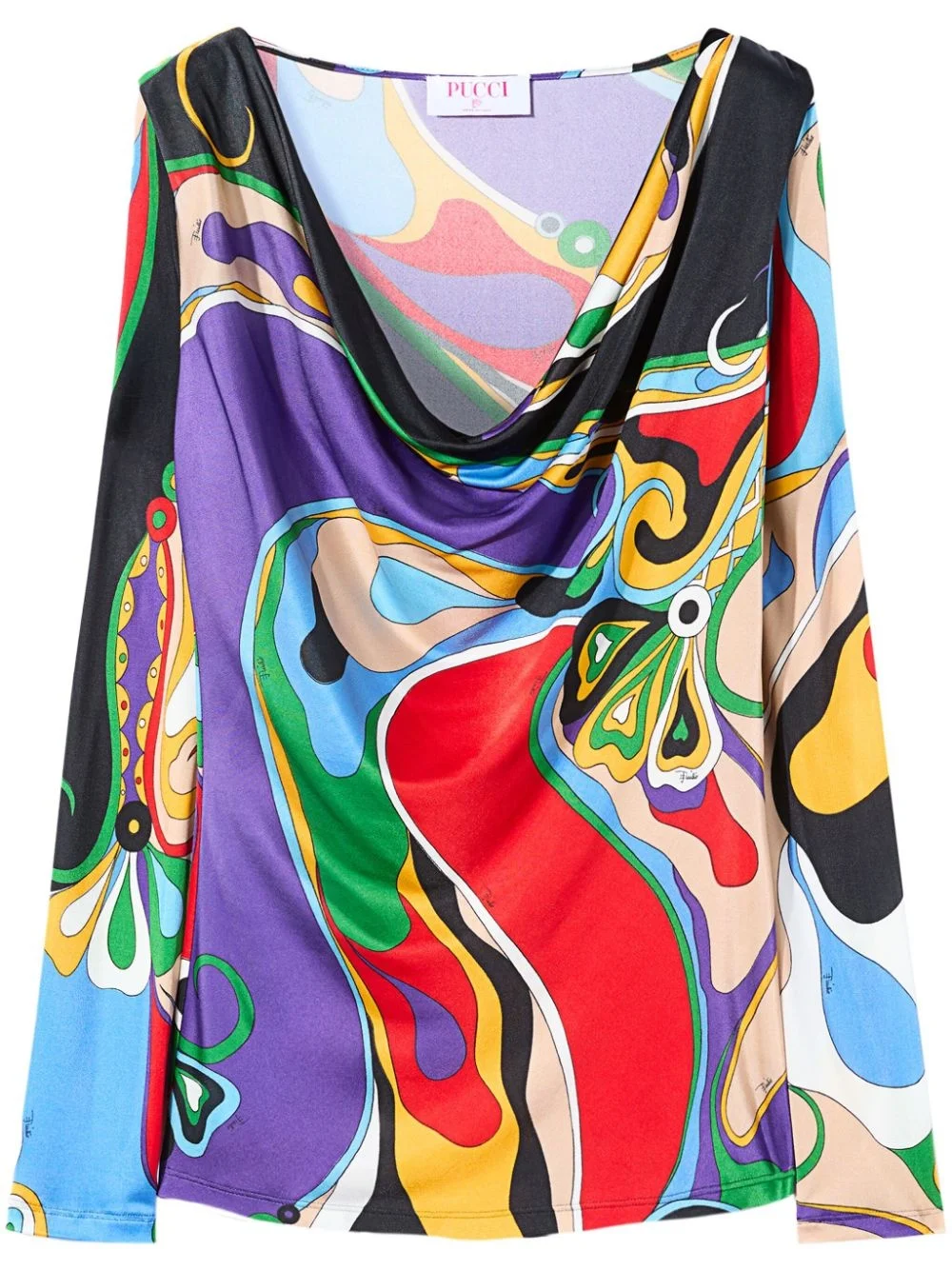 cowl-neck abstract print blouse - 1