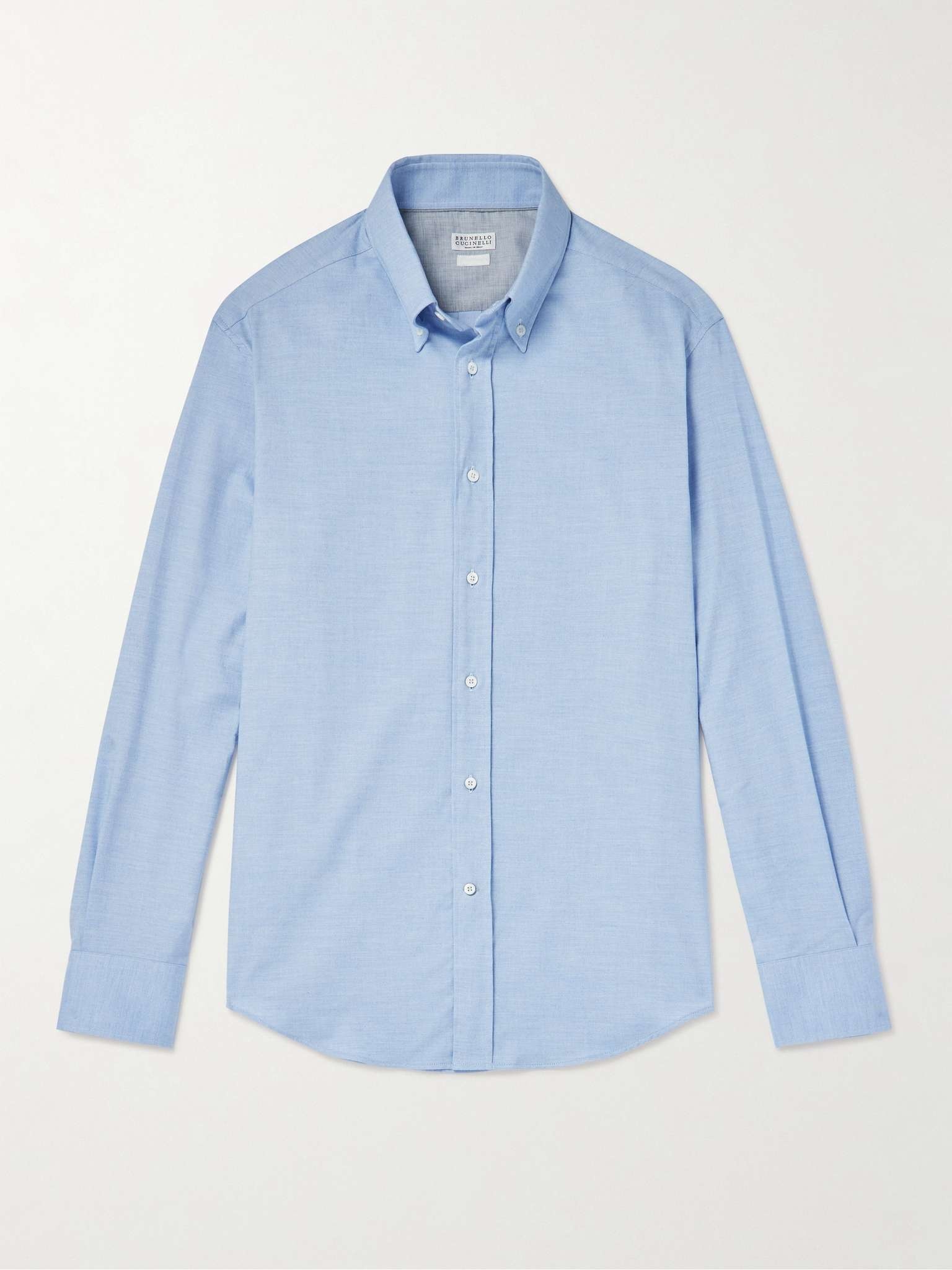 Slim-Fit Button-Down Cotton-Flannel Shirt - 1