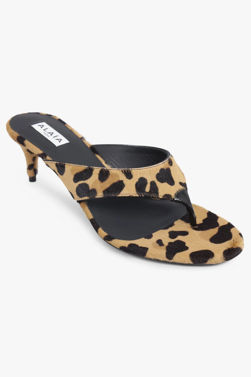 LEOPARD PRINT 55MM THONG MULE | SEPIA BROWN - 1