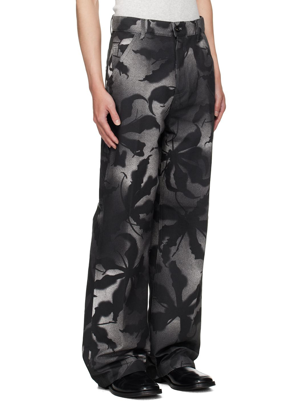 Black Patterned Trousers - 2