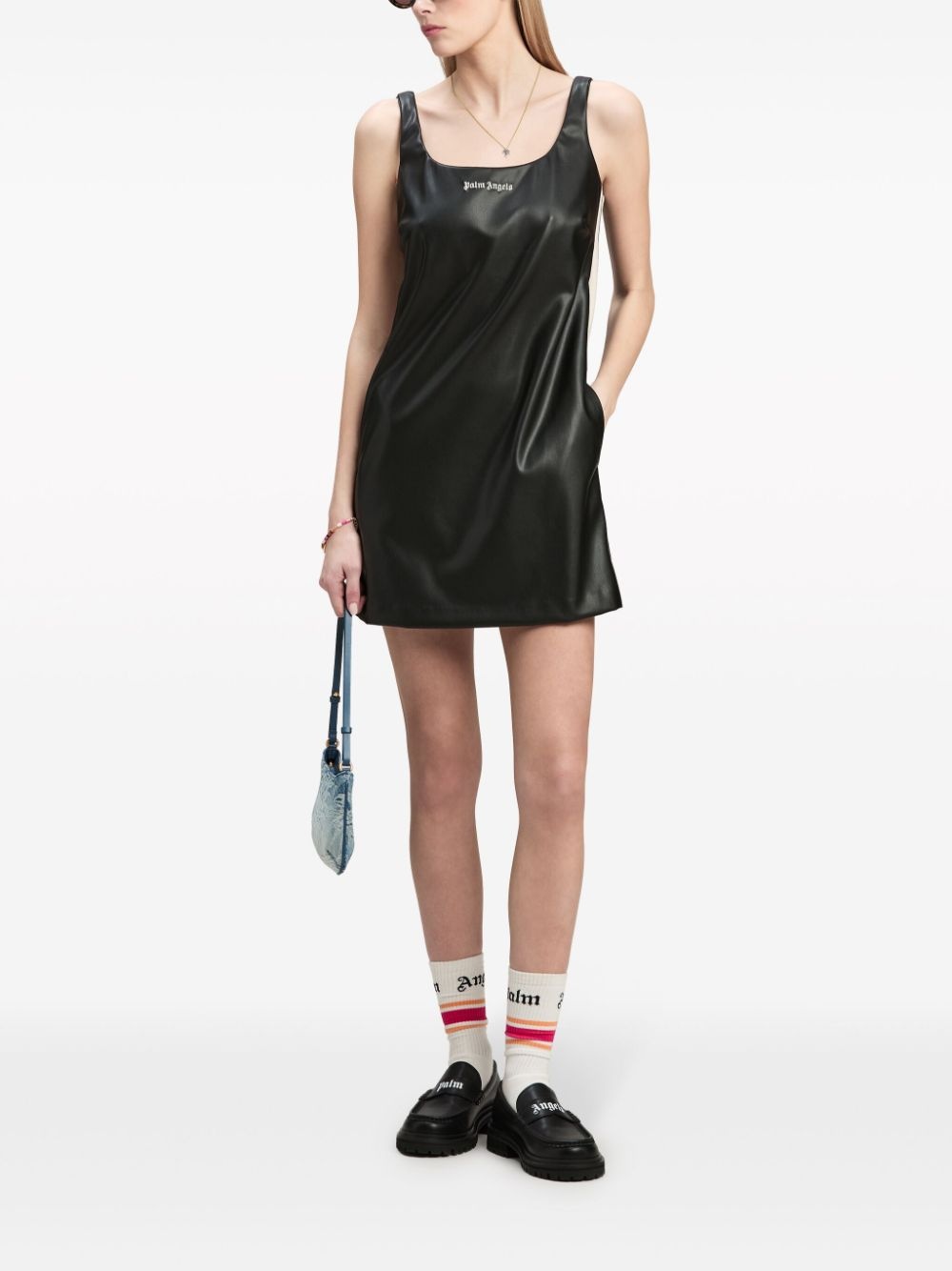 logo-embroidered square-neck minidress - 2