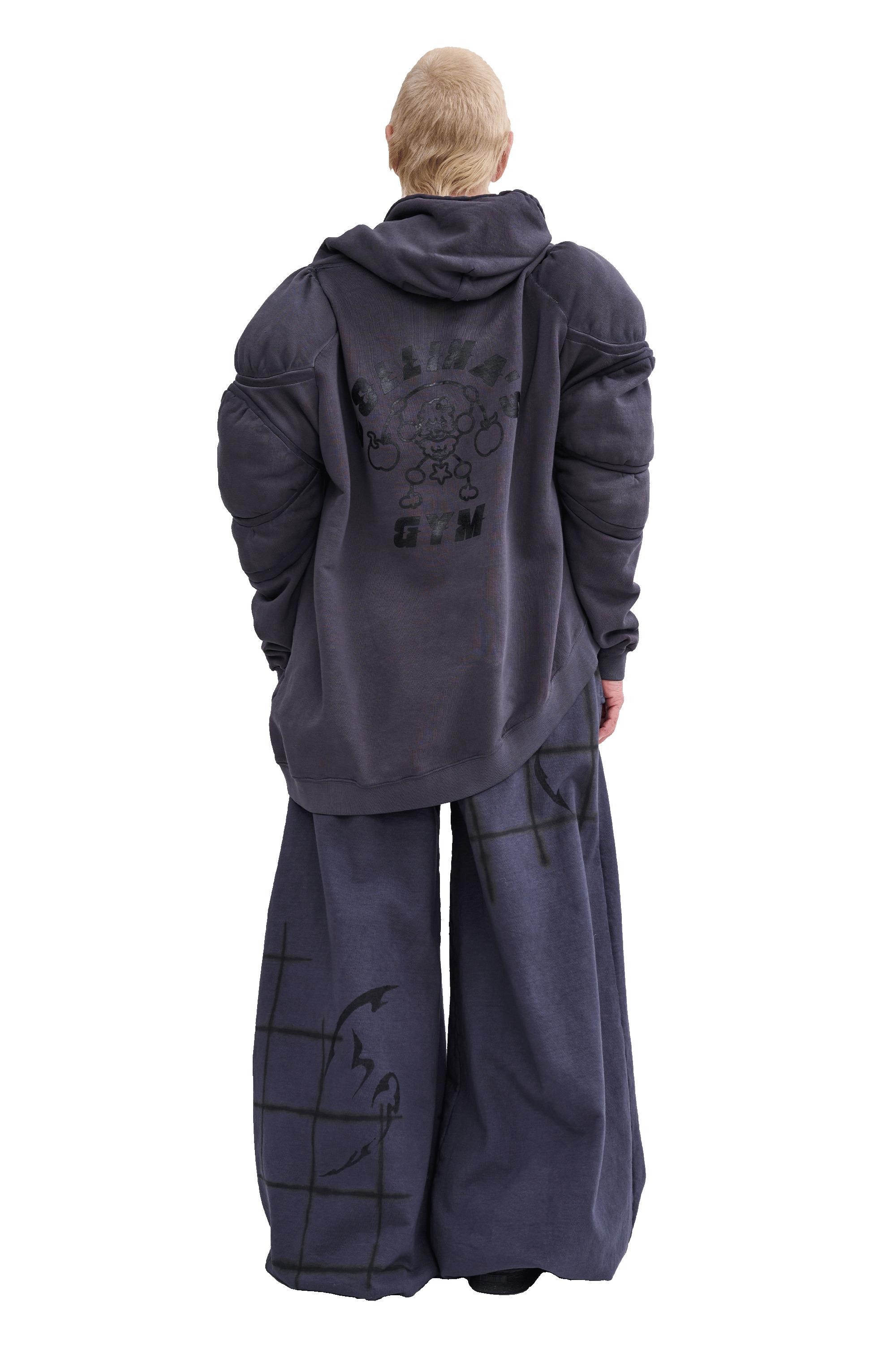CHARCOAL CS GYM MUSCLE WAVE HOODIE - 5