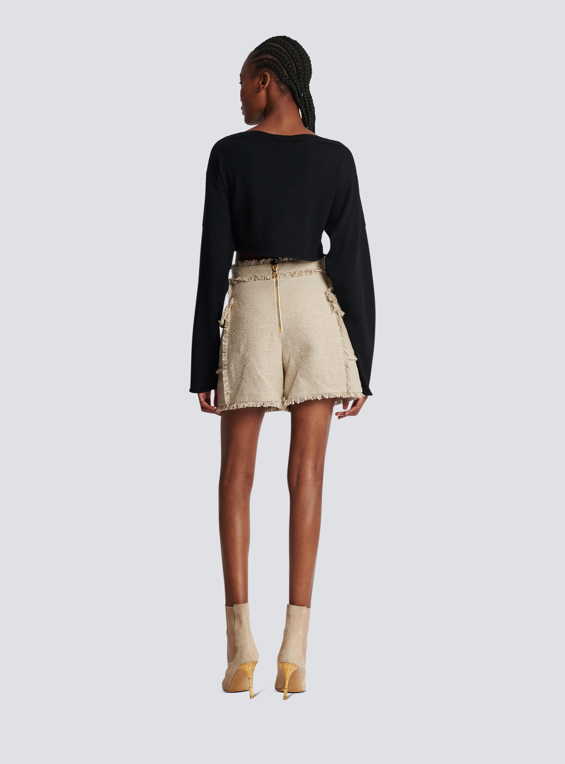 Fringed linen sailor shorts - 4