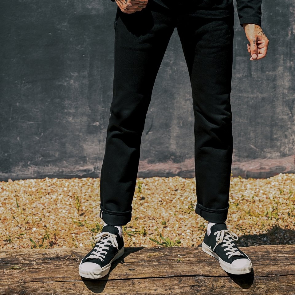 IH-777S-SB 21oz Selvedge Denim Slim Tapered Cut Jeans - Superblack Non-Fade - 5