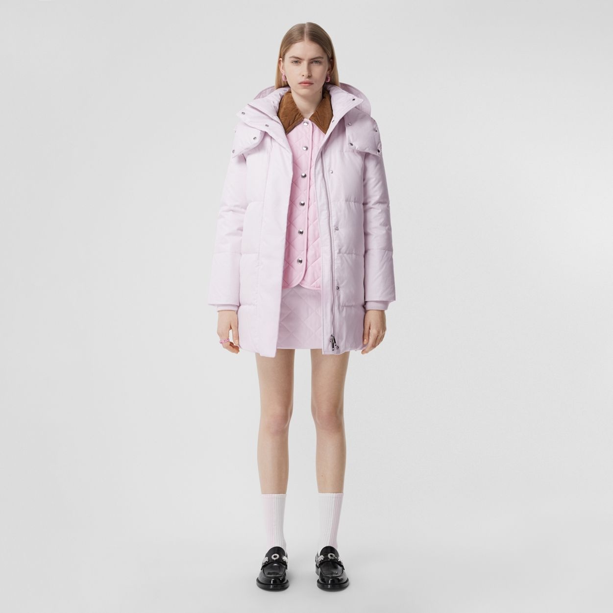 Detachable Hood Cotton Gabardine Puffer Coat - 1