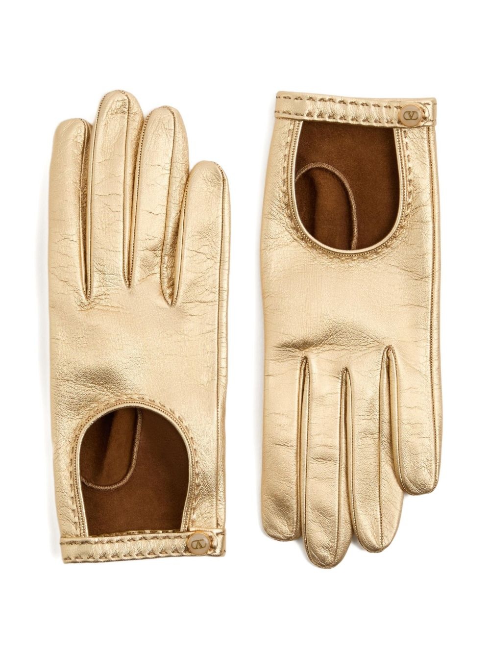 open-fingered metallic leather gloves - 2