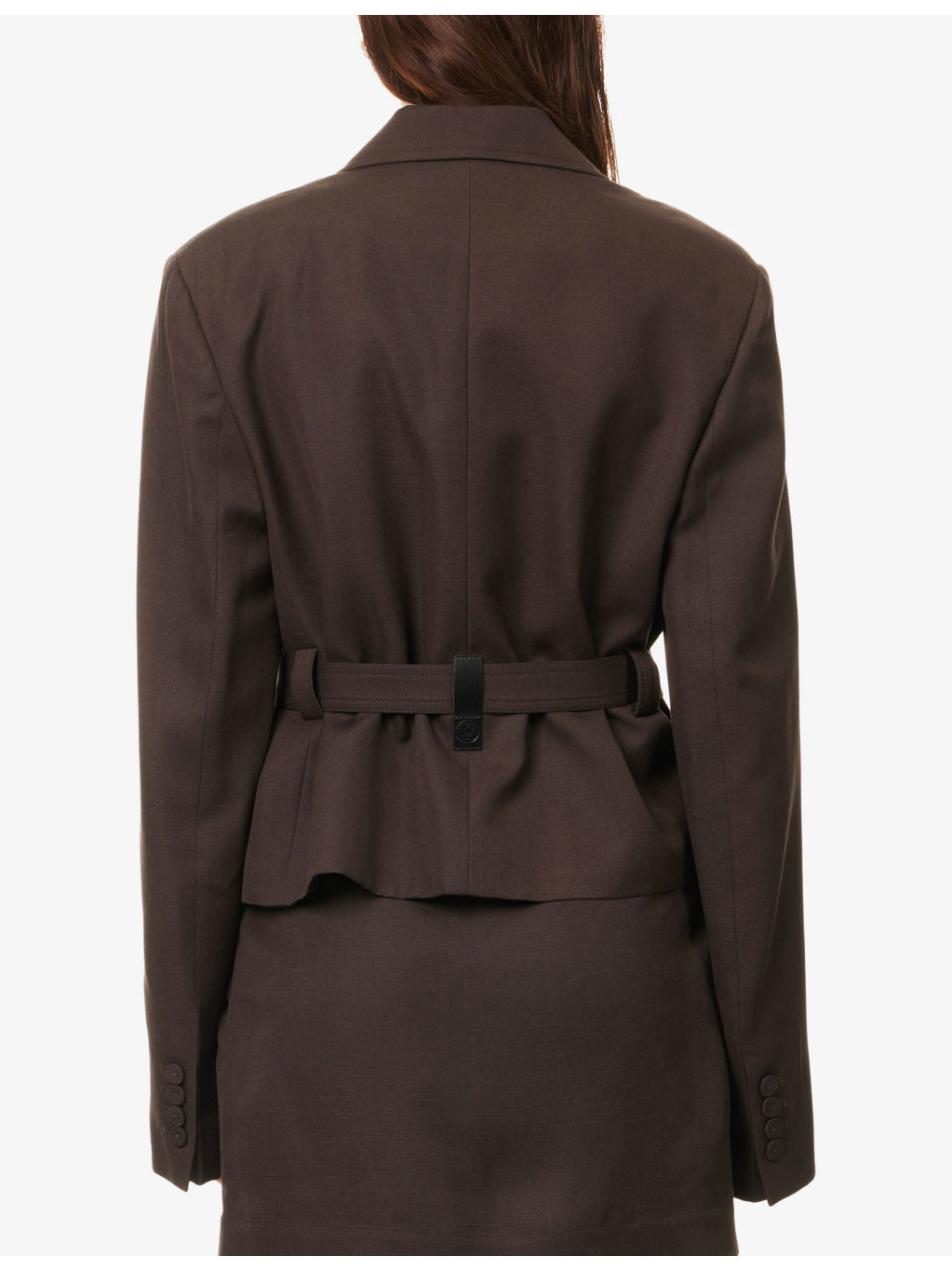 Cropped Notch-Lapels Woven Jacket - 4