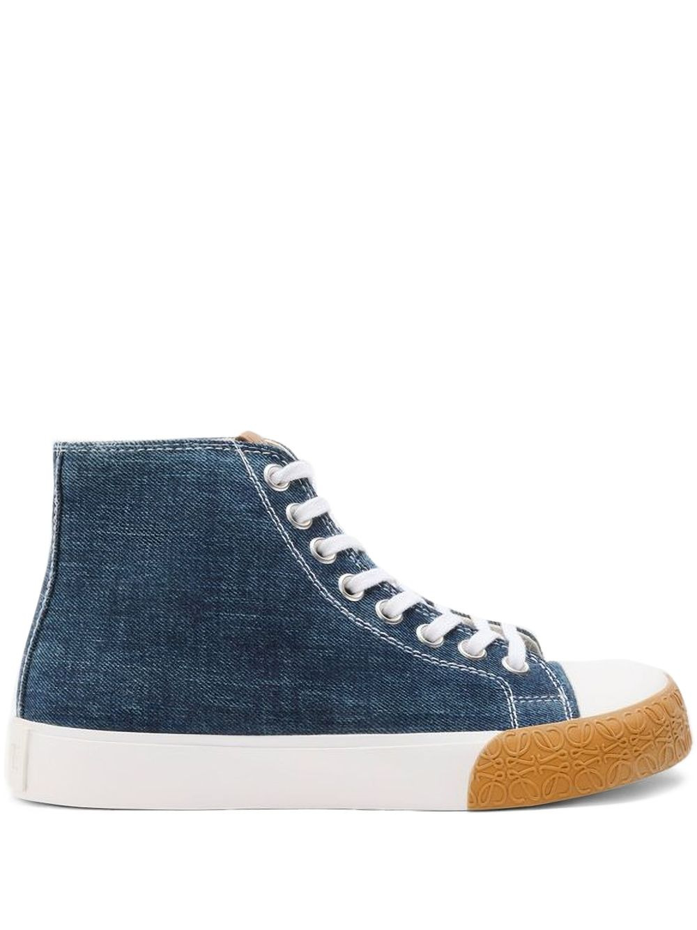 Bloc denim lace-up trainers - 1