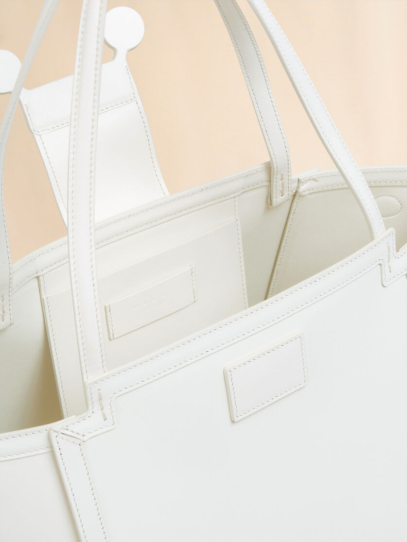 WHITE LEATHER MINI RIVIERA BAG - 3