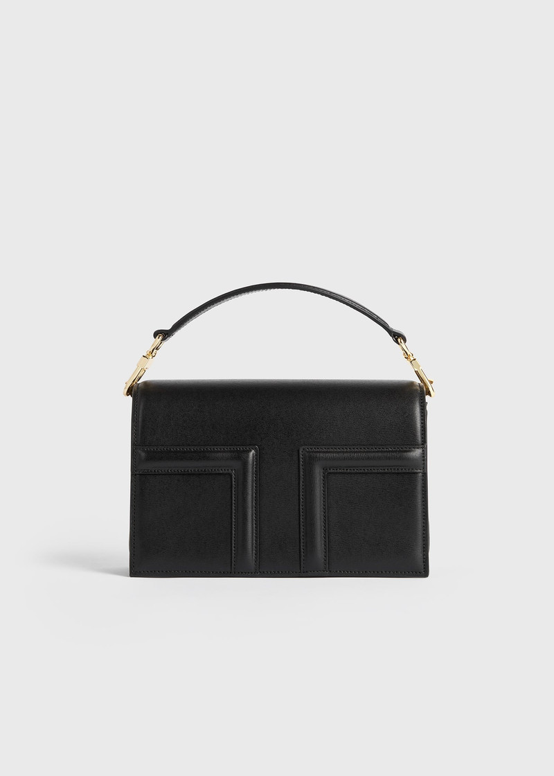 Mini T-flap leather bag black 1