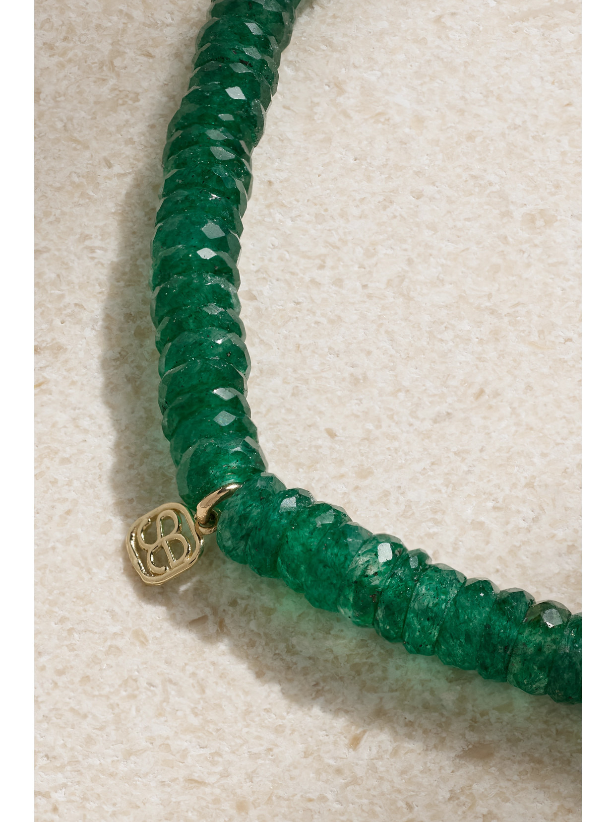 Tiny Monstera Leaf 14-karat Gold, Aventurine And Diamond Bracelet - 3