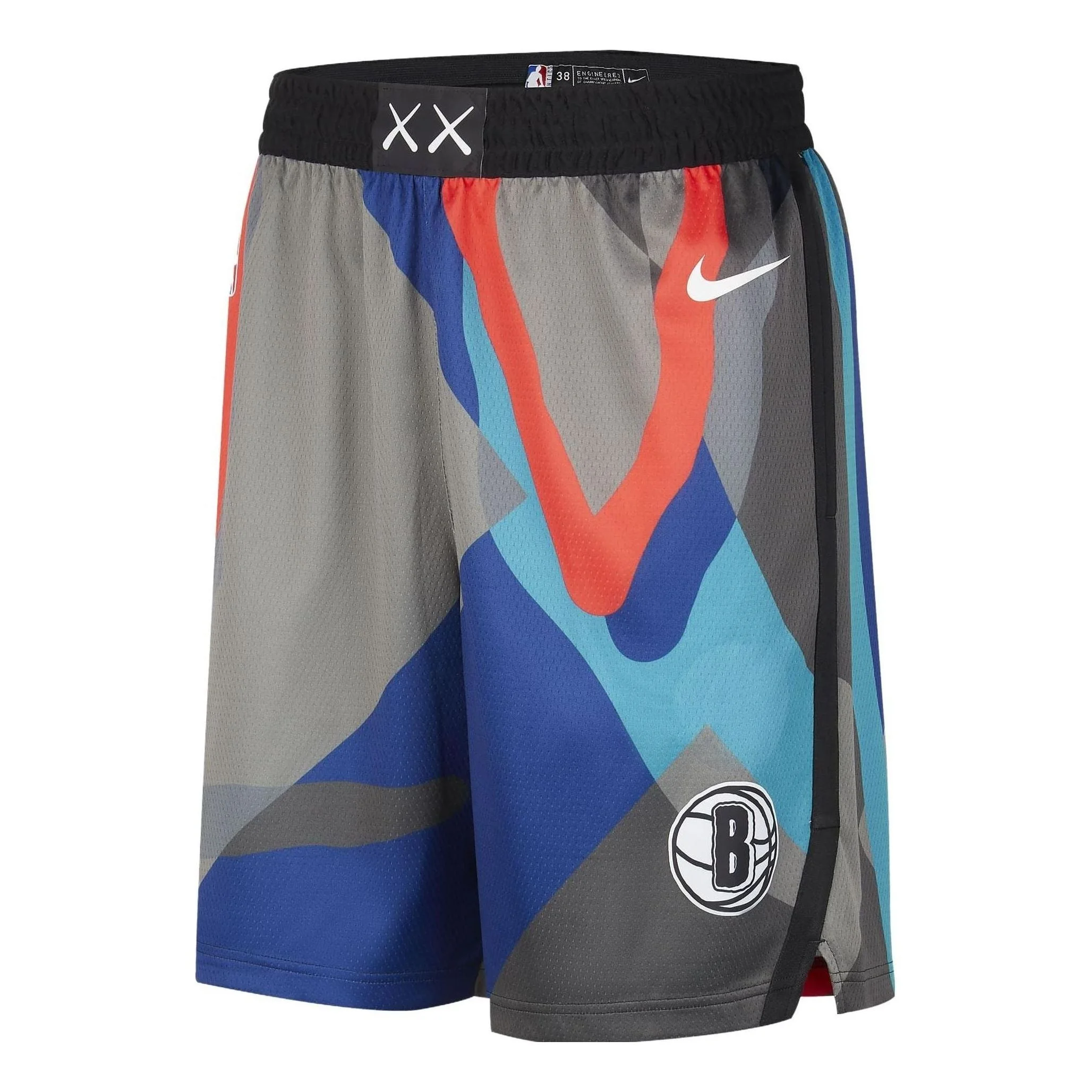 Nike NBA x KAWS Brooklyn Nets City Edition Swingman Shorts Grey/Blue/Black - 1