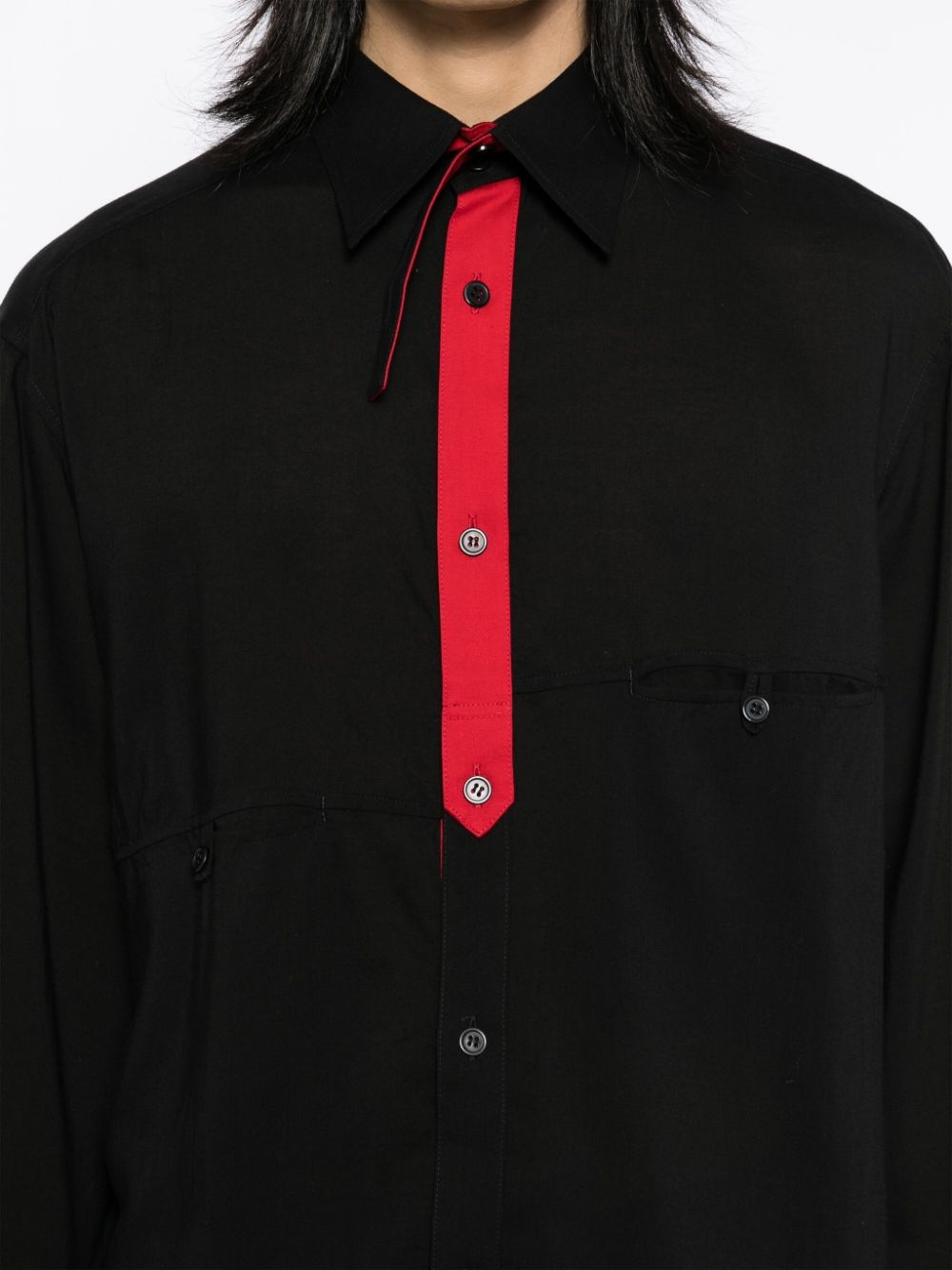 contrast-panel shirt - 5