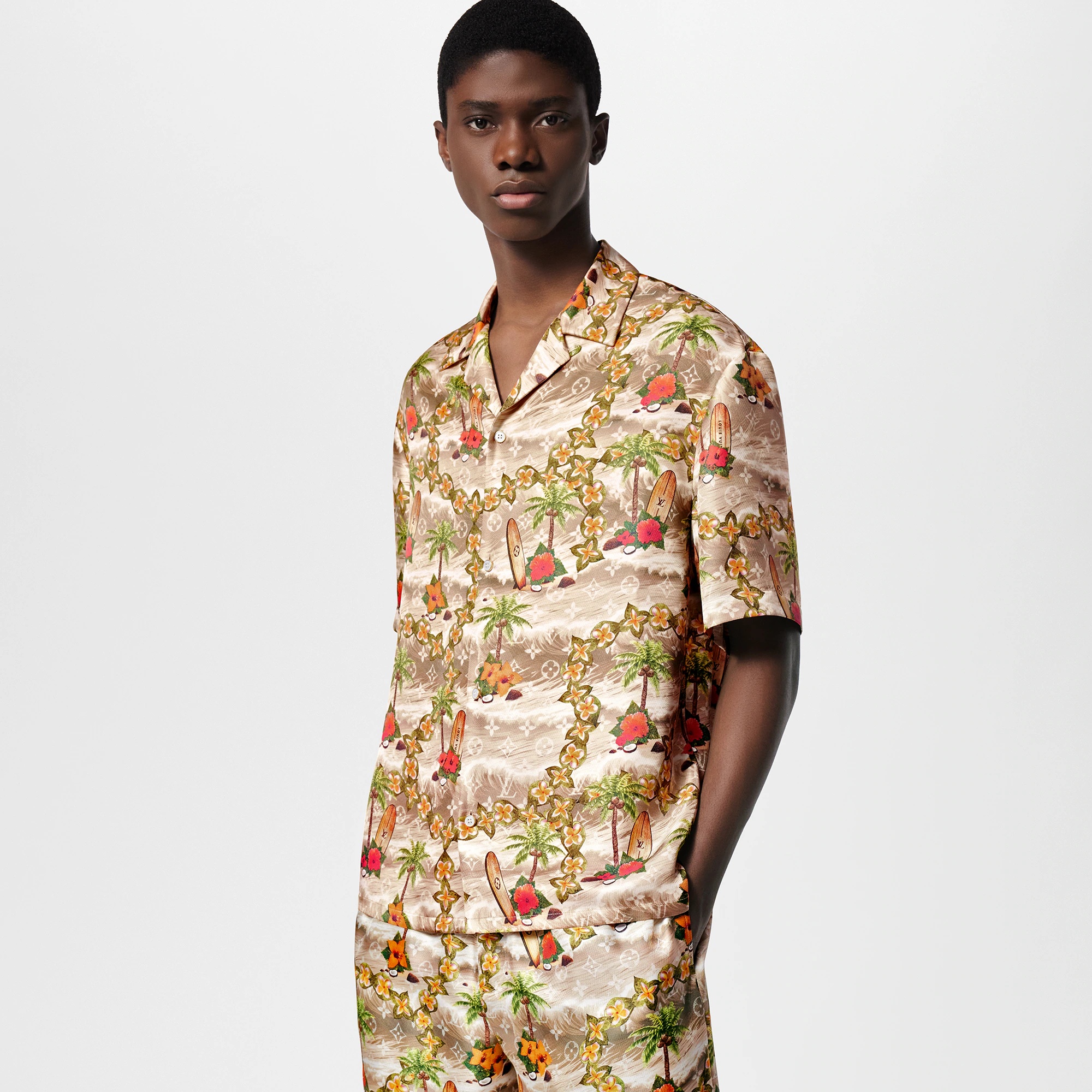 Monogram Short-Sleeved Silk Shirt - 2