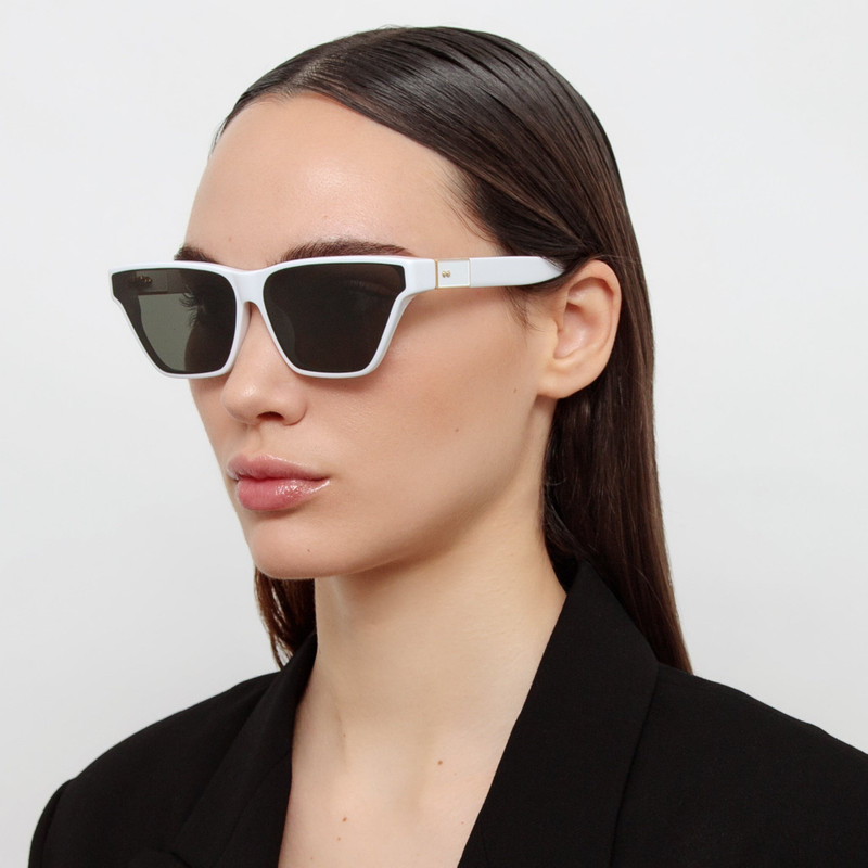 LINDA FARROW Skyler Cat-Eye Sunglasses in White outlook