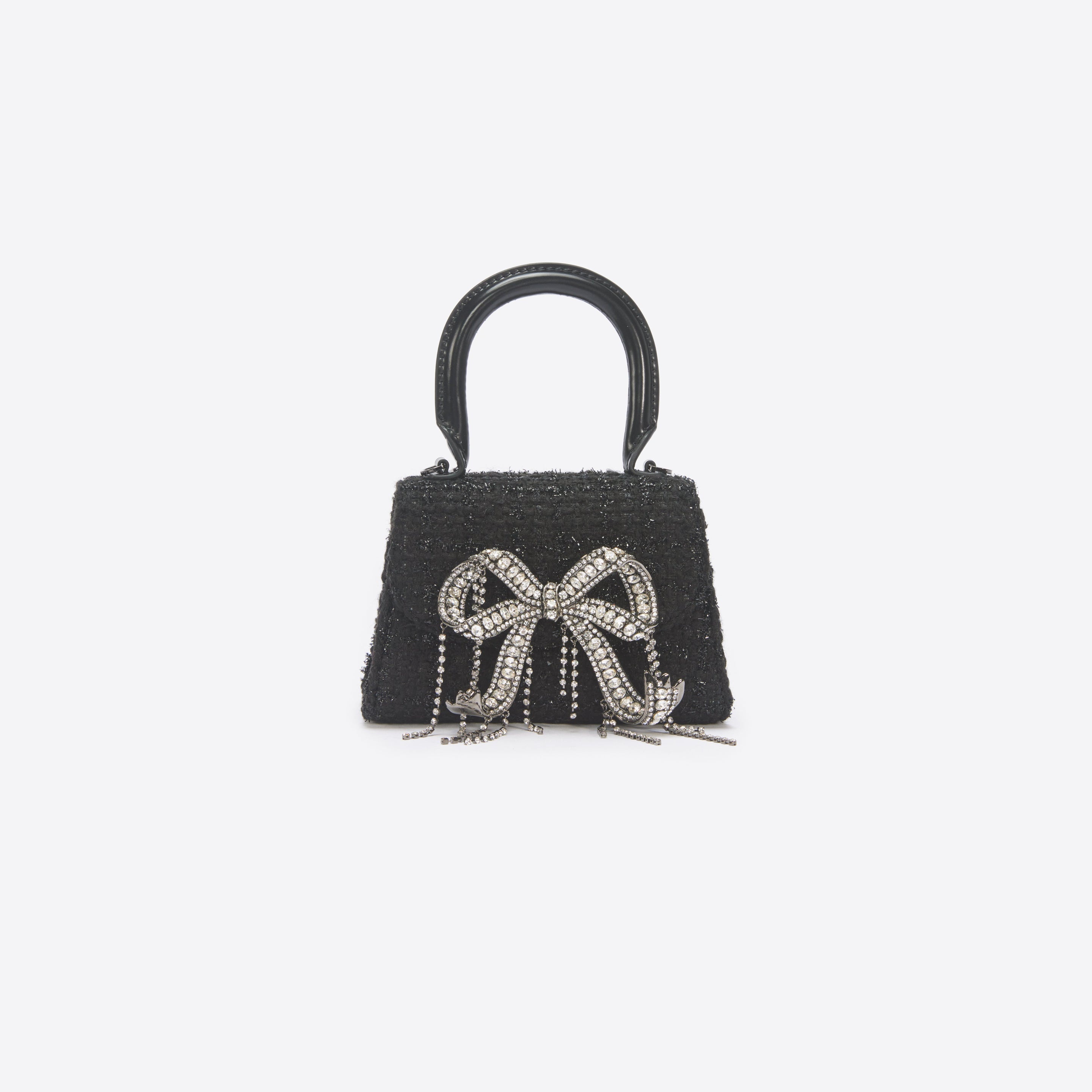 Black Boucle Micro Bow Bag - 1