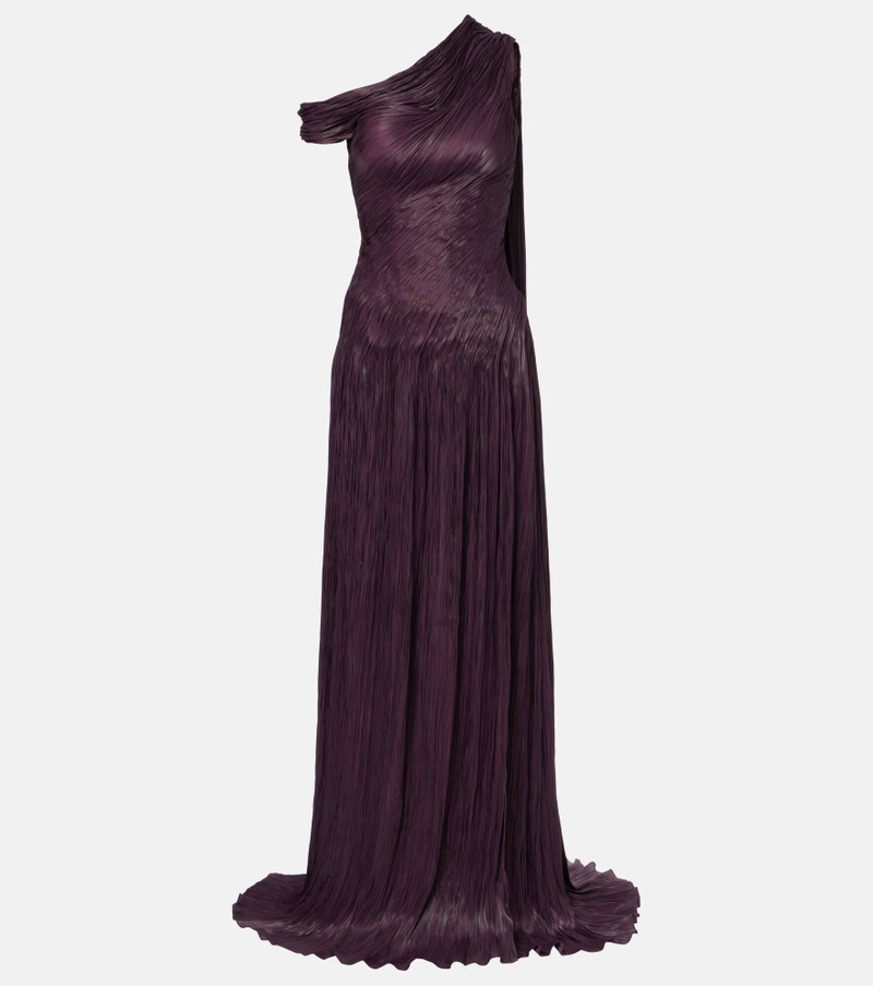 Draped pleated silk chiffon gown 1