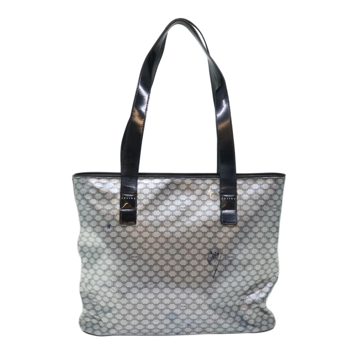 CELINE Macadam Canvas Tote Bag Enamel Silver Black - 2