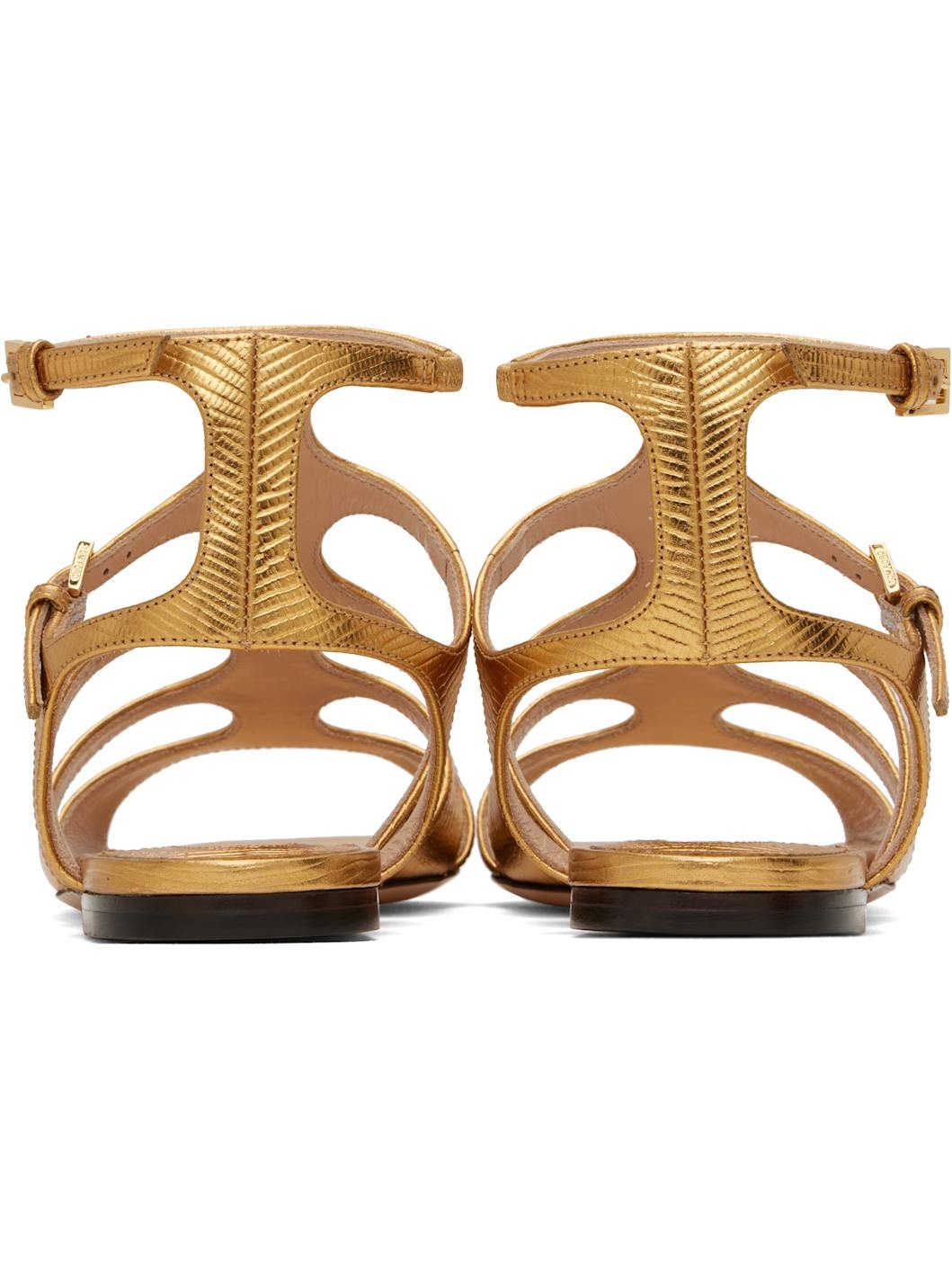 Gold Laminated Printed Lizard Sandals - 2