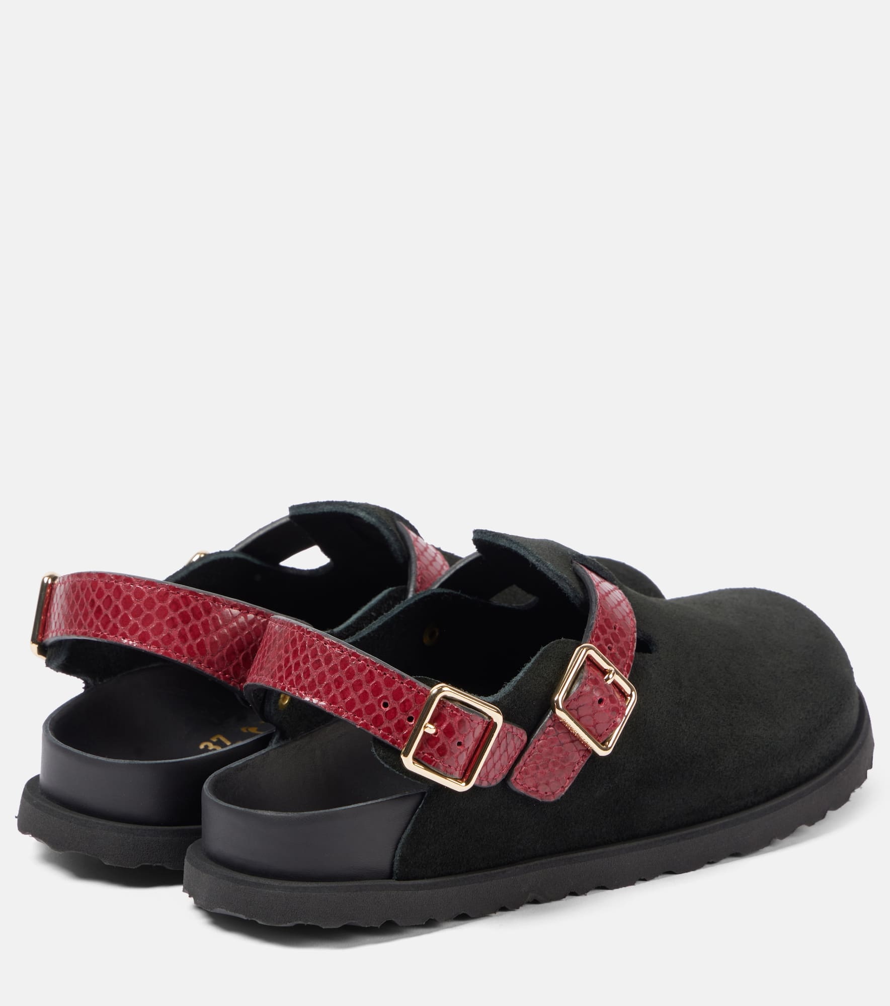 Tokio snake-effect suede clogs - 2