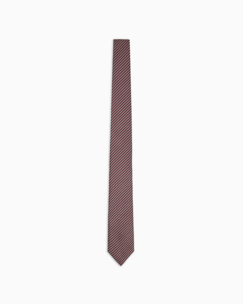 PURE SILK TIE WITH GEOMETRIC JACQUARD MOTIF 1