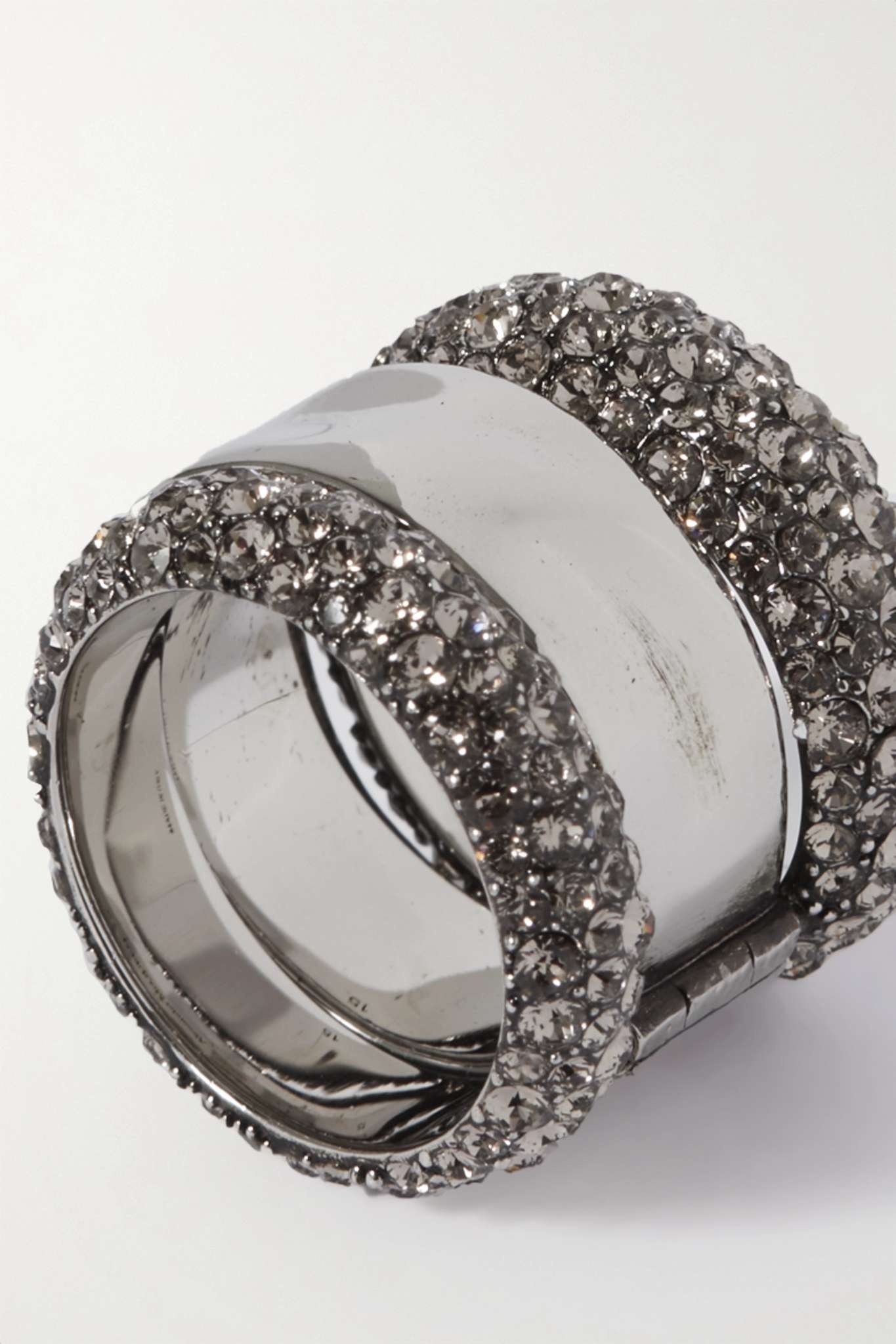 Silver-tone crystal ring - 4