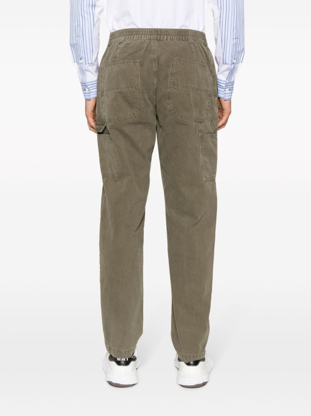 logo-embroidered cotton straight-leg trousers - 4