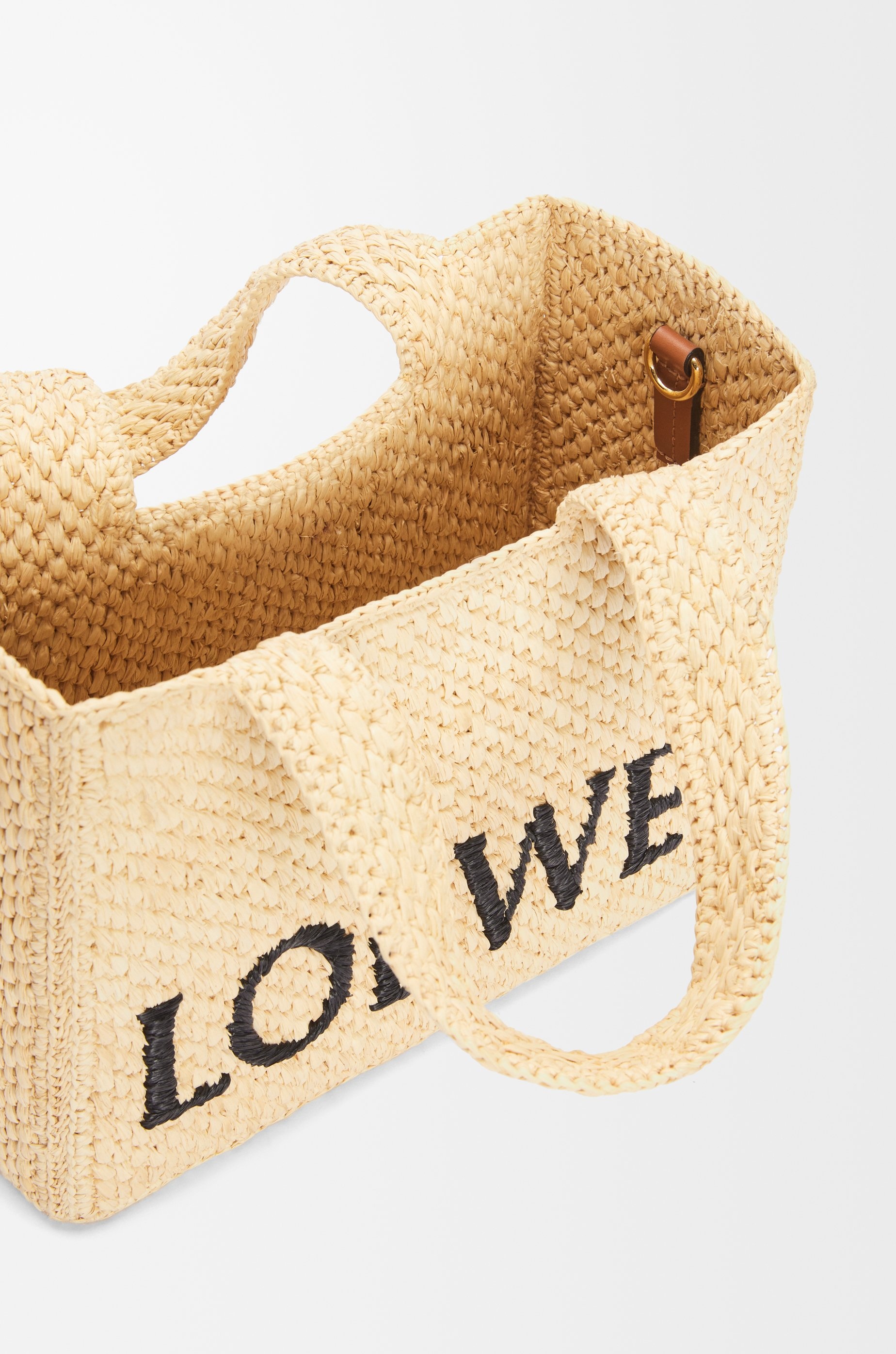 Small LOEWE Font tote in raffia - 8