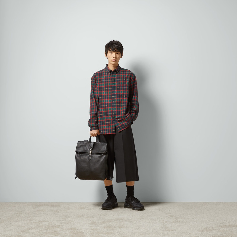 GUCCI Double G tartan cotton shirt outlook