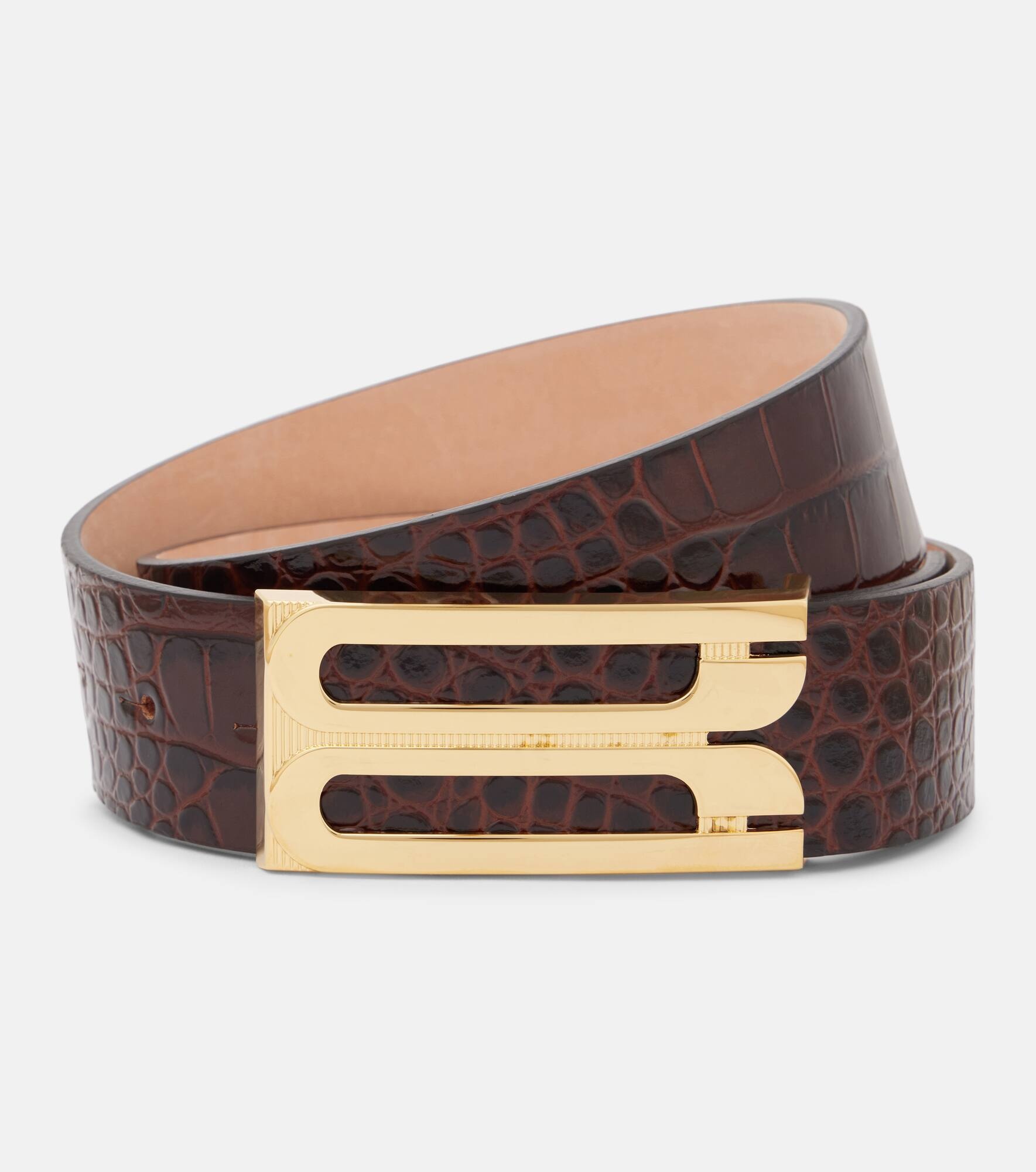 Jumbo Frame croc-effect leather belt - 1