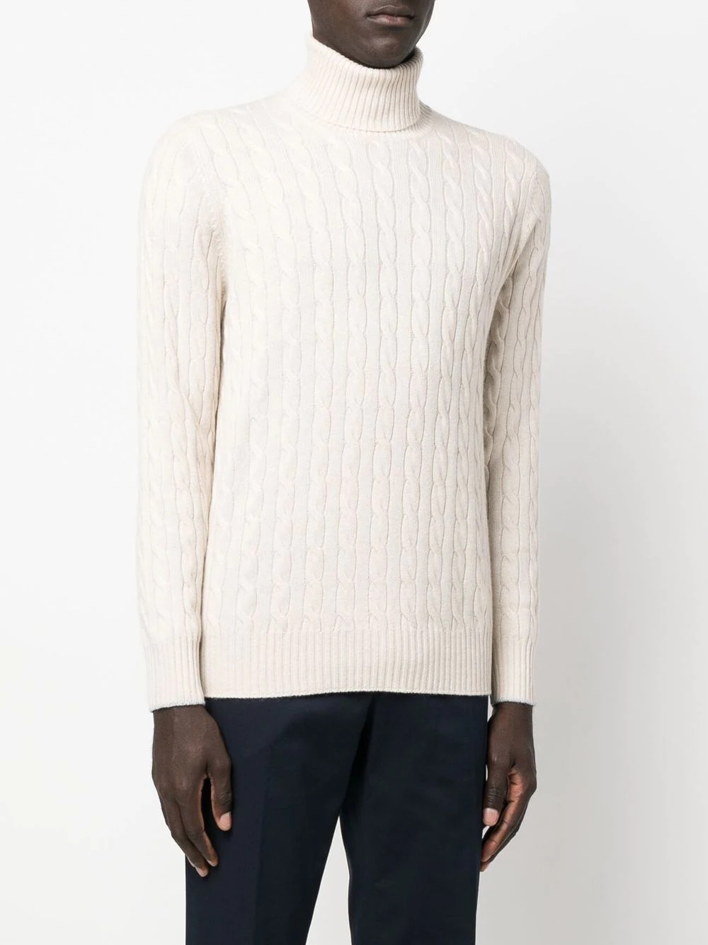 cable-knit roll neck jumper - 3