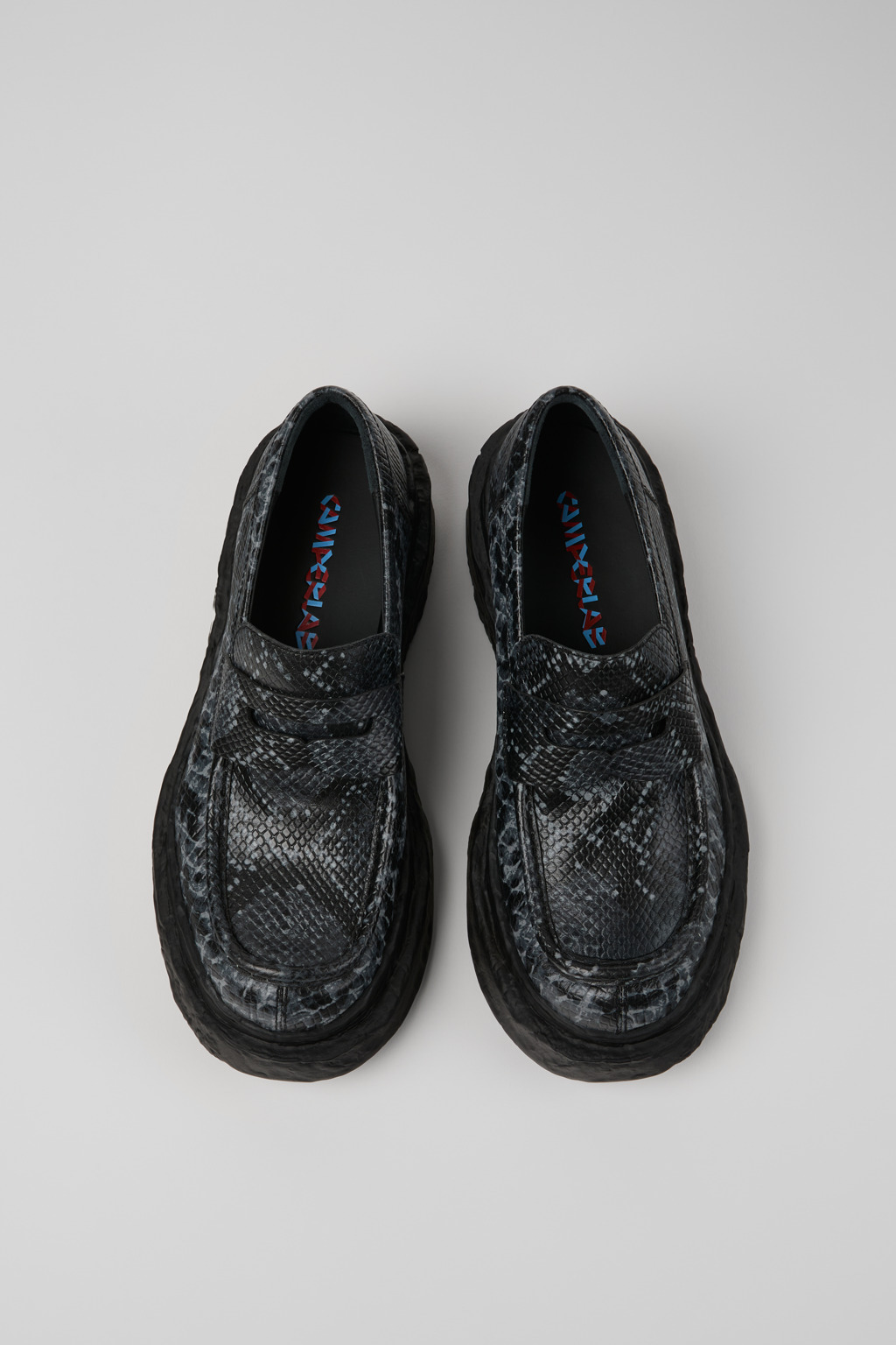 Gray-Black Leather Loafers - 4