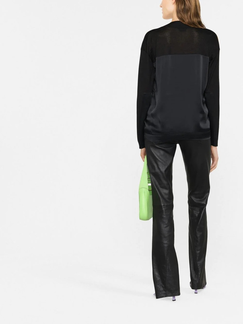panelled V-neck knitted jumper 4
