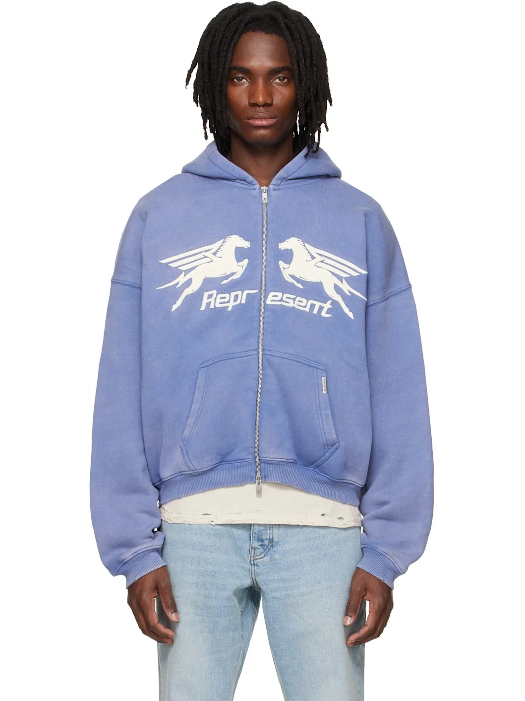 Blue Zip Through Hoodie - 1