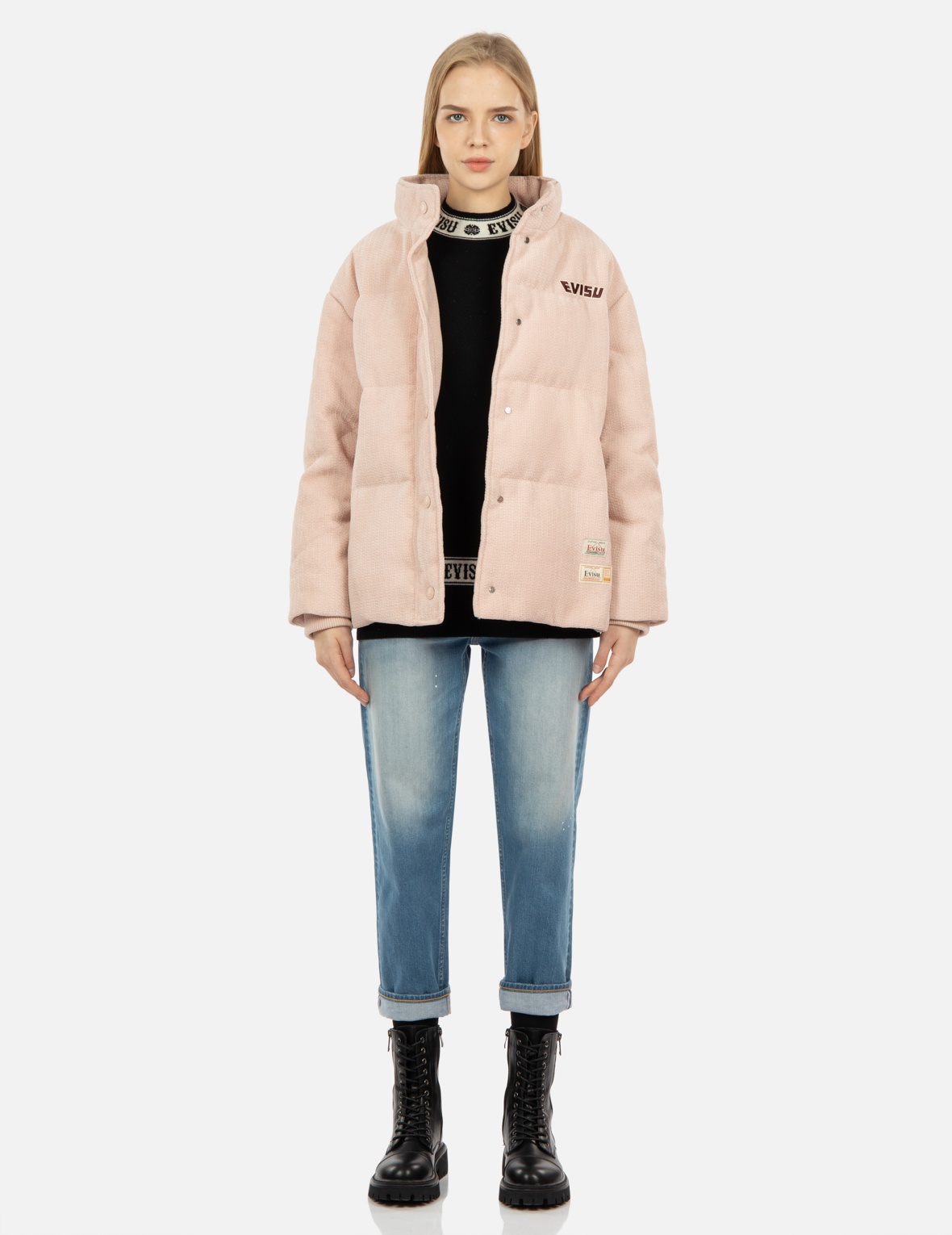 SEAGULL APPLIQUÉ CORDUROY DOWN JACKET - 6