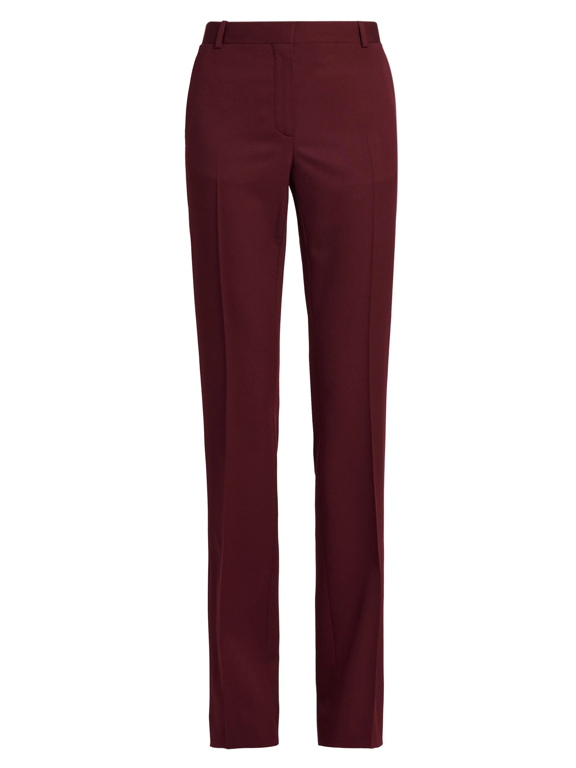 Women's Stretch-Wool Straight-Leg Trousers - Burgundy - 1