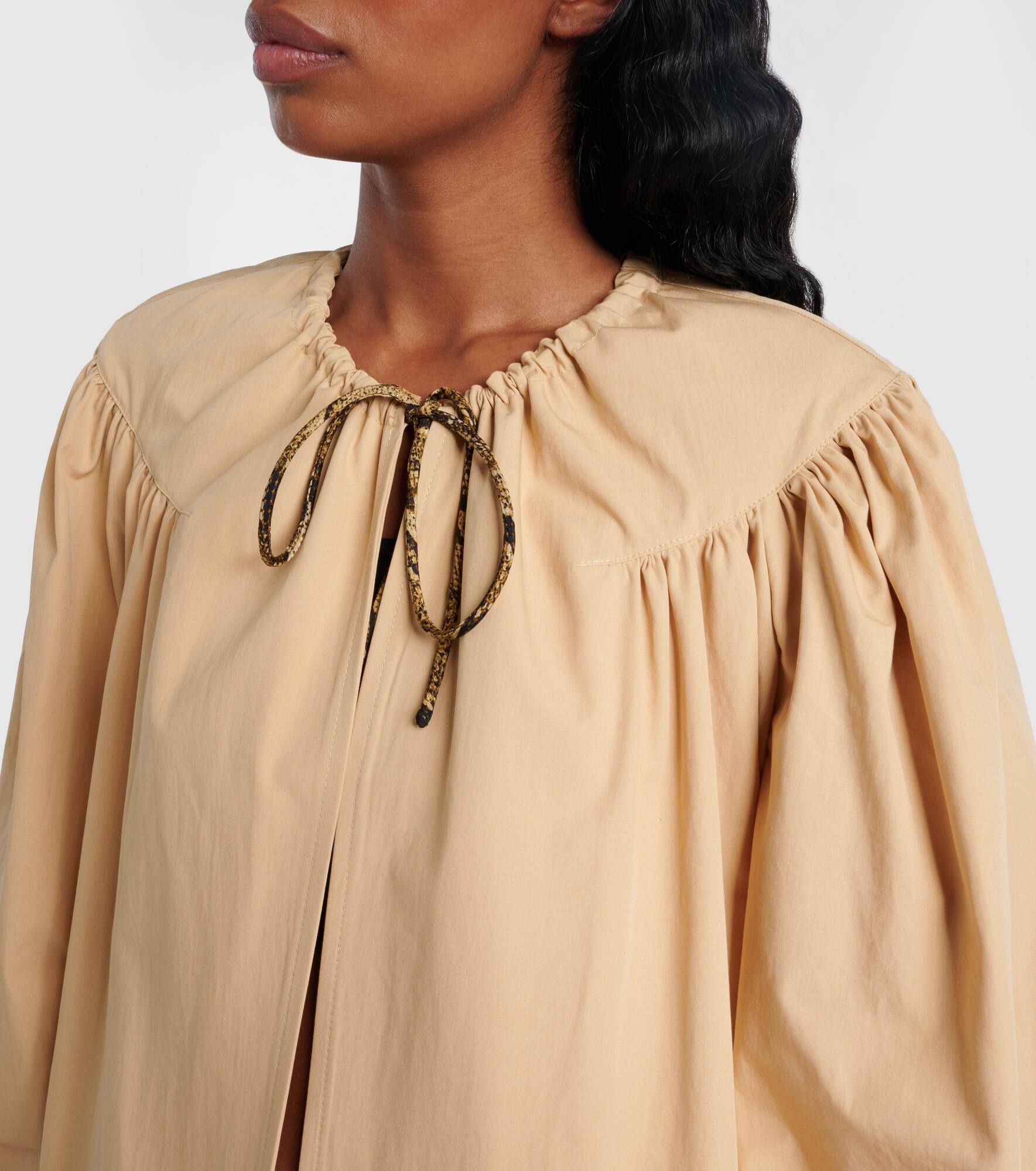 Gathered cotton poplin coat - 4