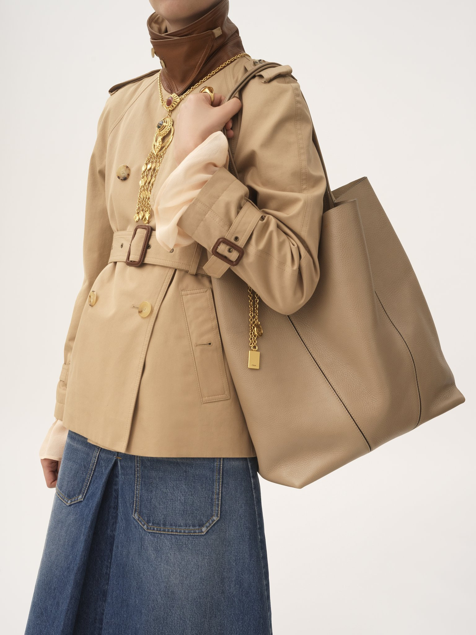 LARGE CHLOÉ SPIN TOTE BAG IN GRAINED LEATHER - 2