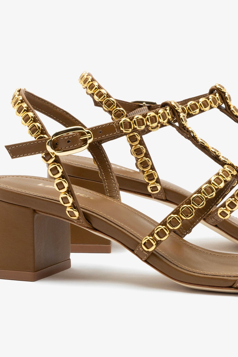 Milanina Block Sandal In Russet Leather 4