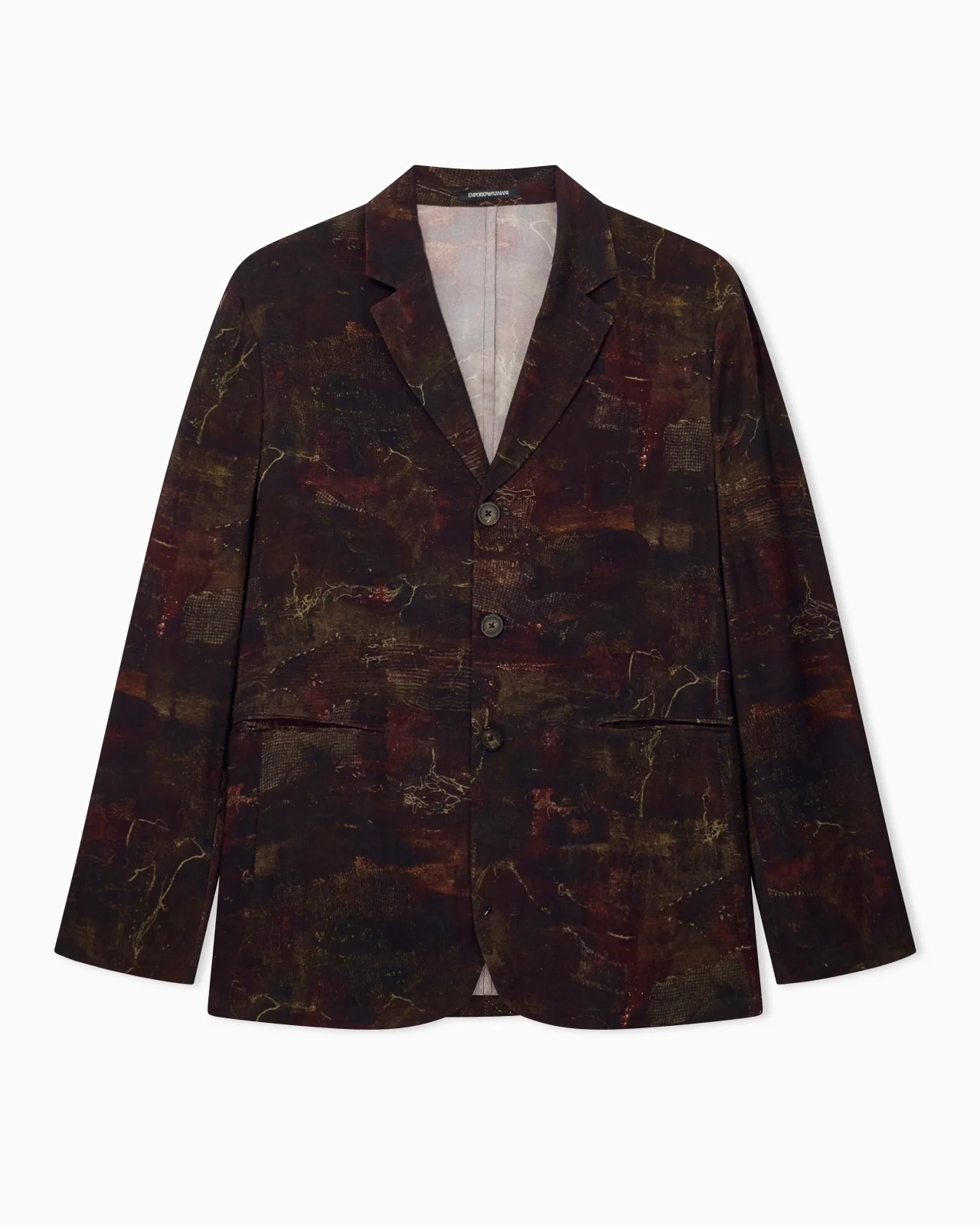 SINGLE-BREASTED JACKET IN CUPRO TWILL WITH ALL-OVER PRINT - 1