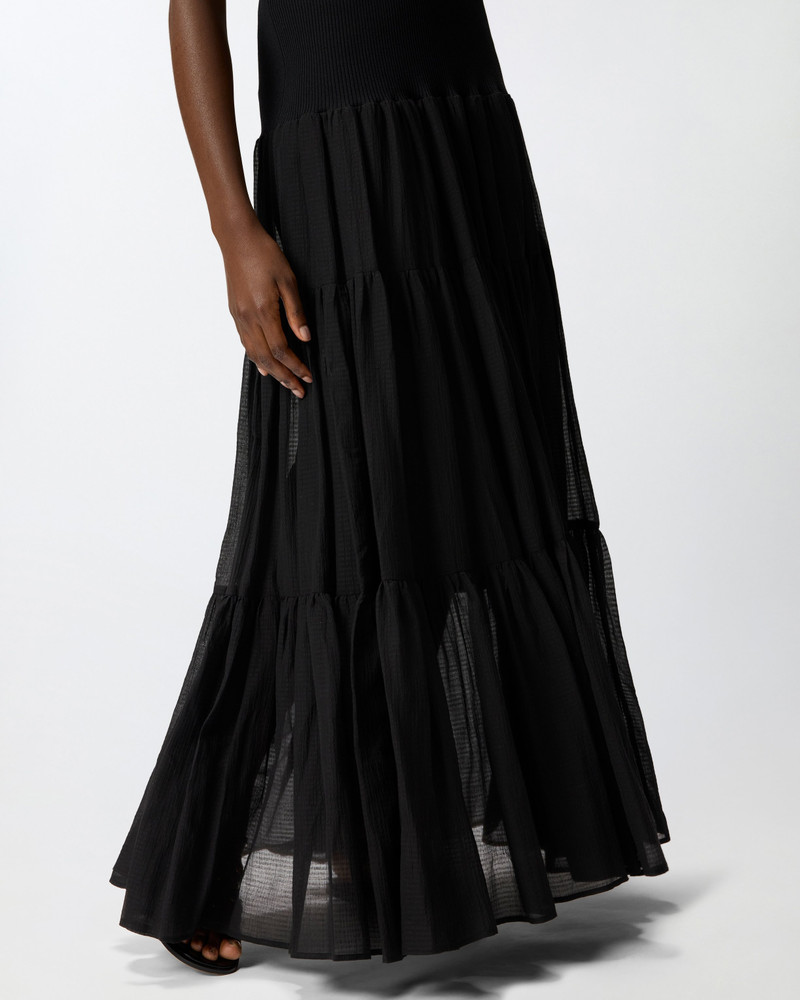 LONG DRESS WITH RIBBED TOP AND FLOUNCED SKIRT 6