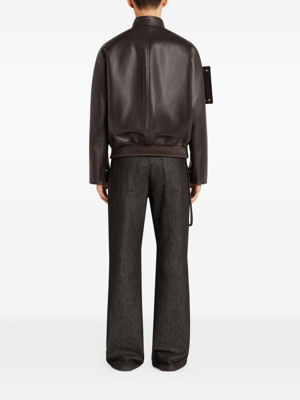 zip-up leather jacket - 4