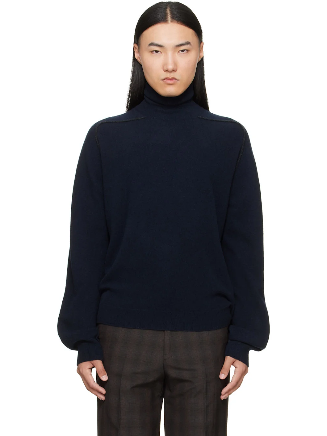 Navy Virgin Wool Turtleneck - 1