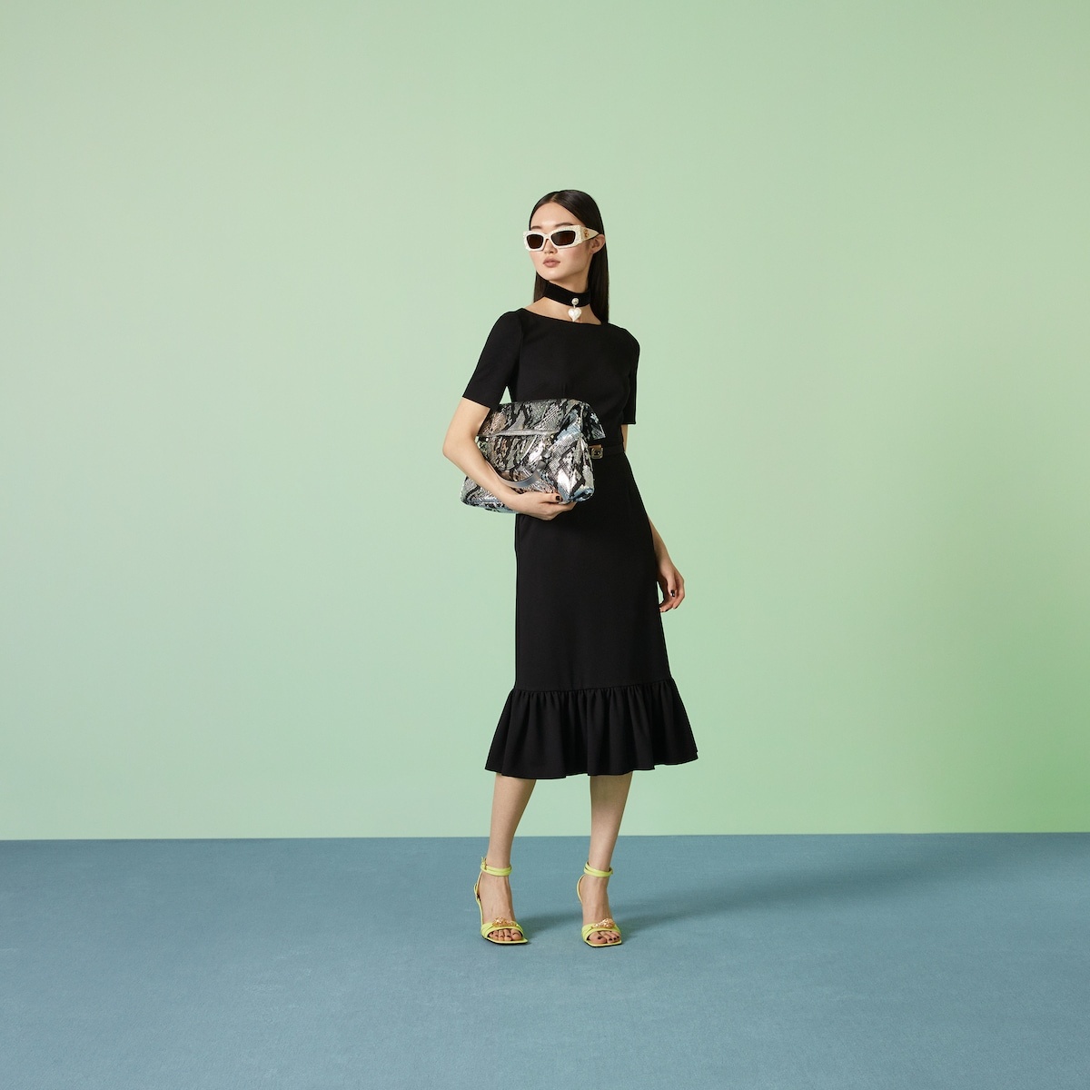 Viscose dress with Interlocking G belt - 2