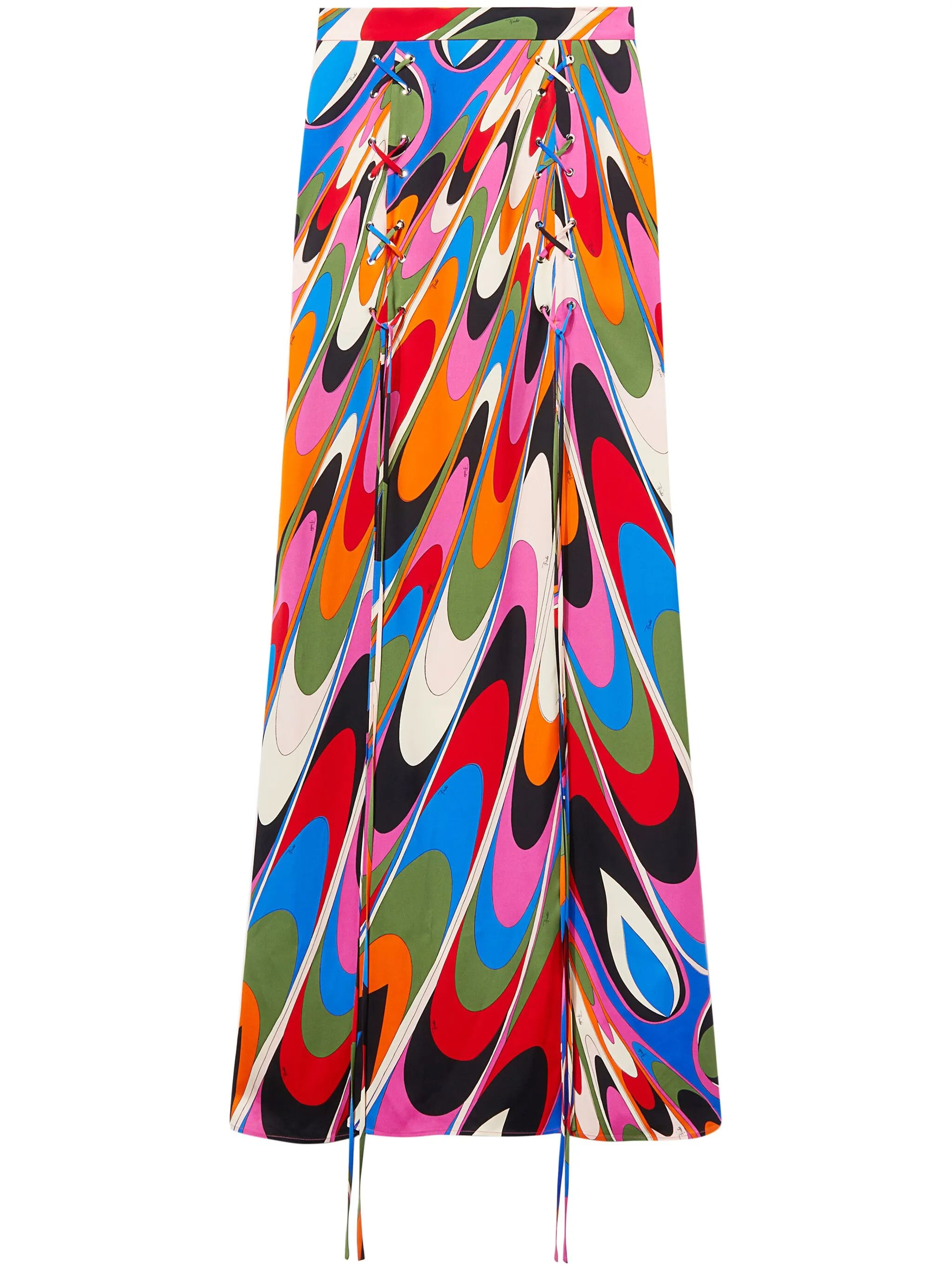 Marmo-print lace-up maxi skirt - 1
